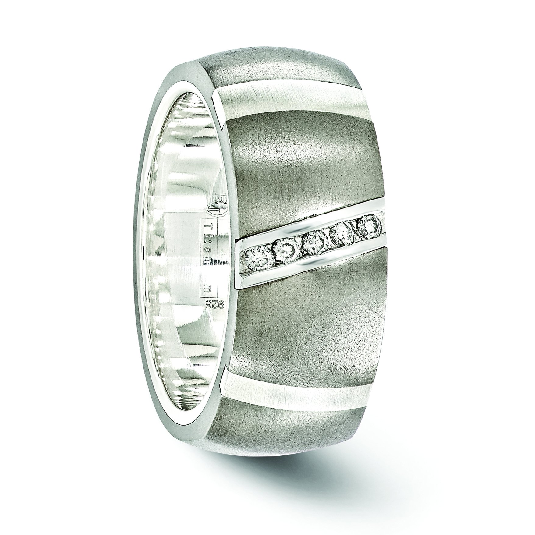 Diamond2Deal 0.1 Carat Round Diamond Engagement Ring - 925 Sterling Silver & Titanium Band - Perfect for Proposals, Anniversaries & Romantic Gifts