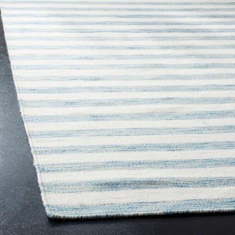 Hand Loomed Aqua & Ivory Striped Area Rug - Soft & Durable for Living Room, Bedroom, or Nursery Decor