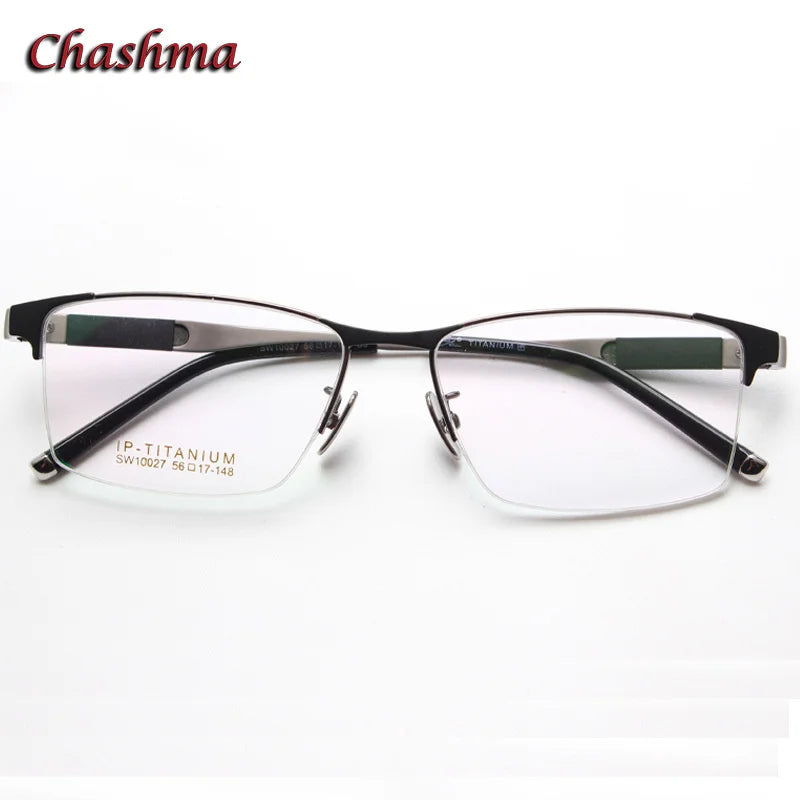 Titanium Square Semi-Rimless Eyeglasses for Men - Lightweight & Durable Frame - Perfect for Work, Reading & Everyday Use