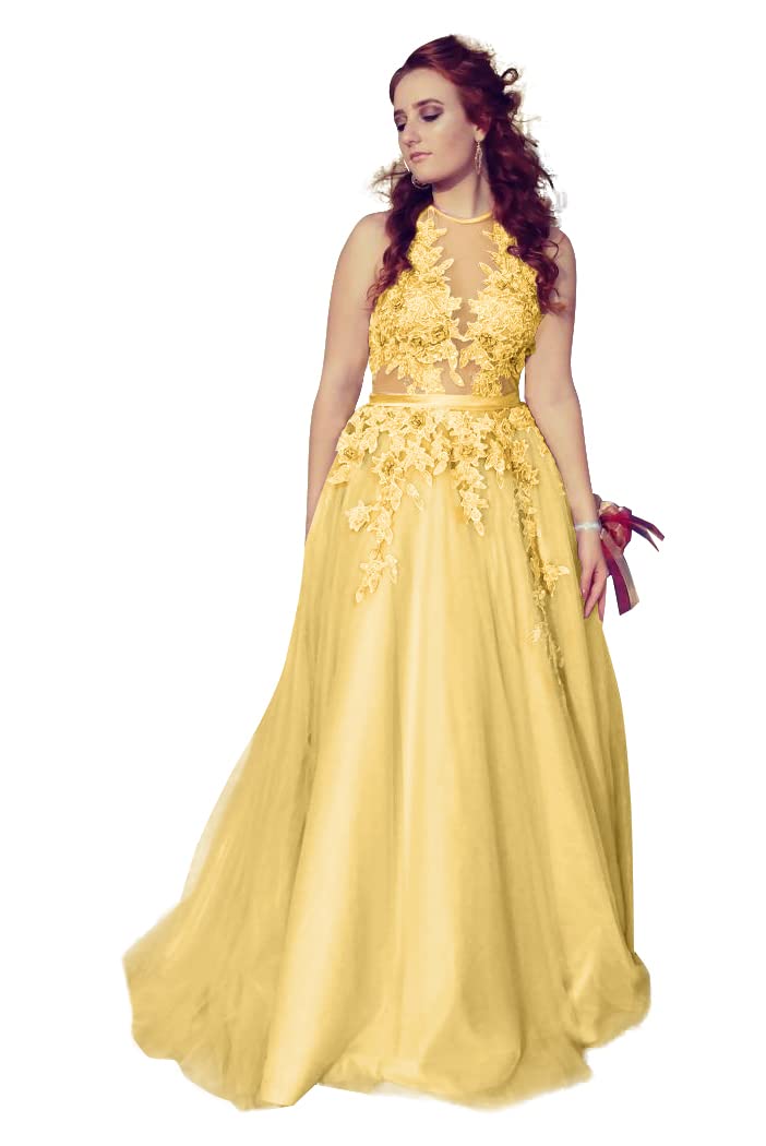 Elegant 2023 Women's Halter Prom Dresses with Appliques - Long Backless Formal Evening Gowns for Homecoming, Wedding & Special Occasions