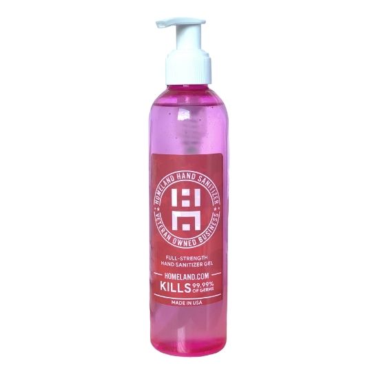 Homeland Gel Hand Sanitizer 8oz - Made in USA | Alcohol-Based Sanitizing Gel for Travel, Office & Home Use | Kills 99.9% Germs