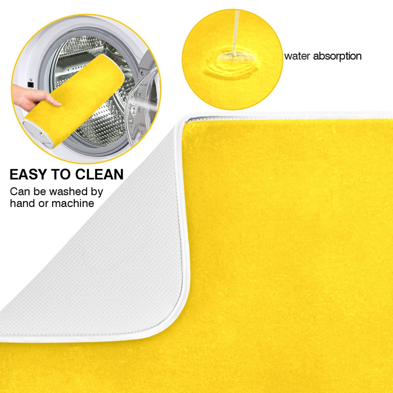 XL Gold Microfiber Dish Drying Mat - Heat Resistant Kitchen Counter Drainer Pad (16x18 Inch) | Perfect for Drying Dishes, Utensils & Cookware | Stylish Kitchen Decor Accessory
