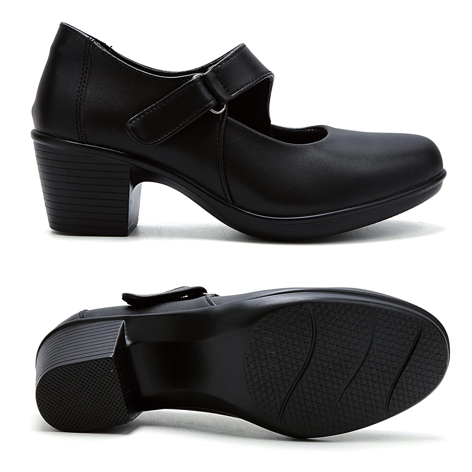 UZB Women's Mary Jane Pumps - Leather Heels for Work, Casual & Dress Occasions | Comfortable Office Shoes for Professional Women