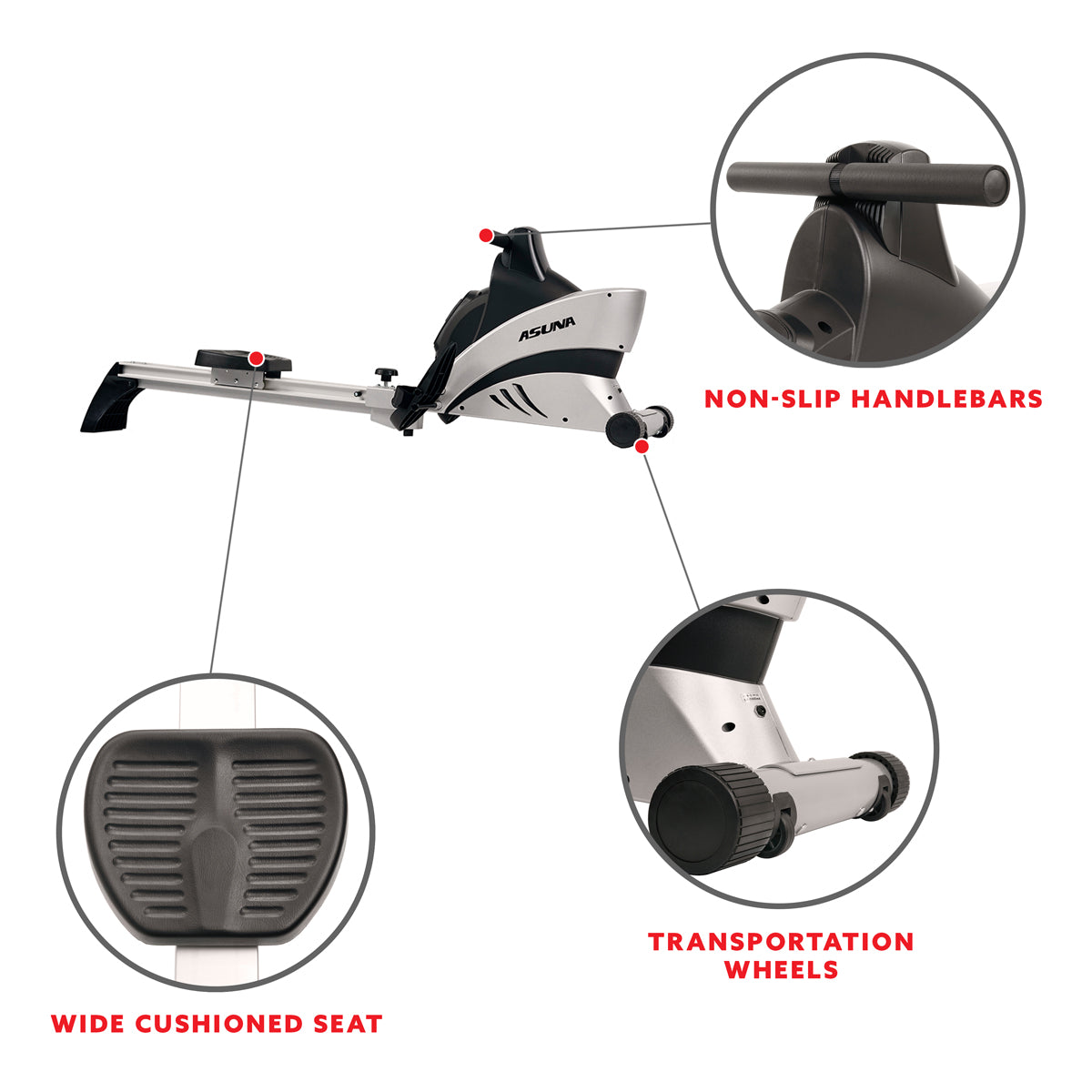 Commercial Folding Rowing Machine with Heart Rate Monitor - Heavy Duty Home Gym Equipment for Cardio & Full Body Workout - Perfect for Small Spaces & Home Fitness