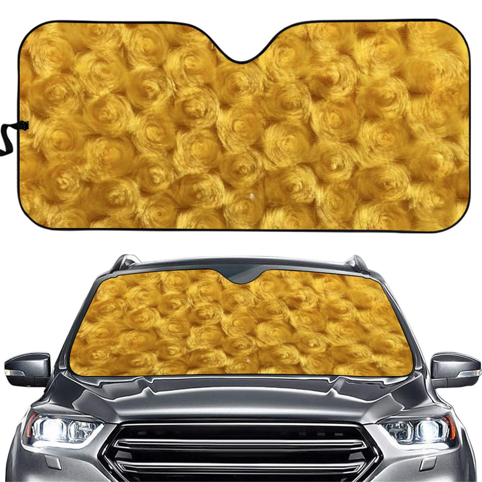 Premium Canary Yellow Car Sun Shade - Durable Solid Color Windshield Sunshade for UV Protection | Waterproof & Foldable Automotive Sun Visor | Ideal for Outdoor Parking, Road Trips & Summer Heat Protection