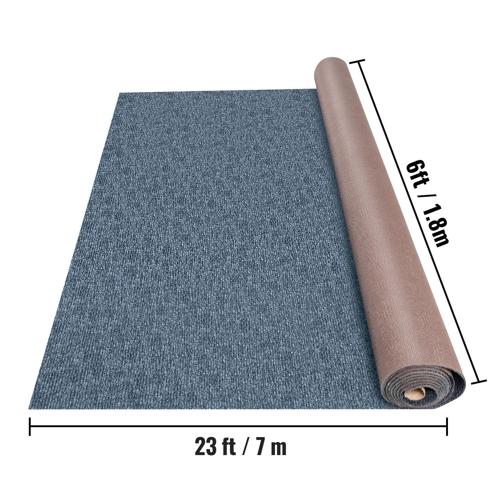 HappyBuy 6 ft x 23 ft Gray Marine Boat Carpet - Waterproof, Anti-Slip TPR Backing Indoor/Outdoor Rug for Deck, Patio, RV, Yacht - Easy to Clean & Durable Outdoor Carpet Roll for Marine & Home Use