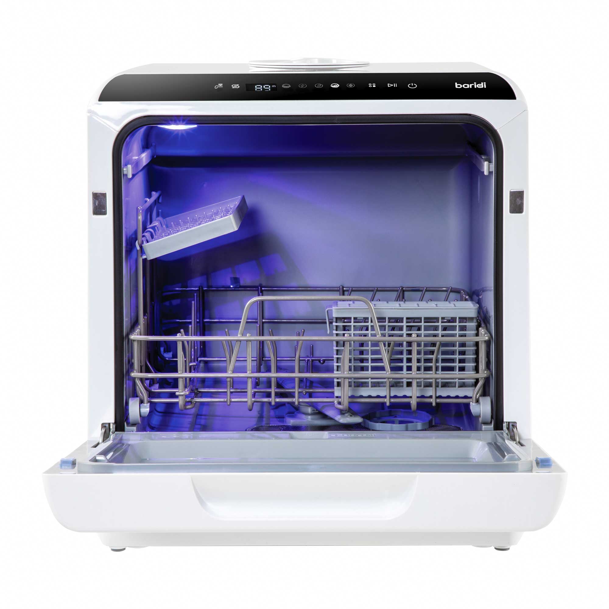 Baridi Mini Portable Tabletop 5L Dishwasher with 2-4 Place Settings - 5 Wash Functions for Small Kitchens, Apartments & RVs | Compact Countertop Dishwasher DH224A | Perfect for Dorms, Camping & Tiny Homes
