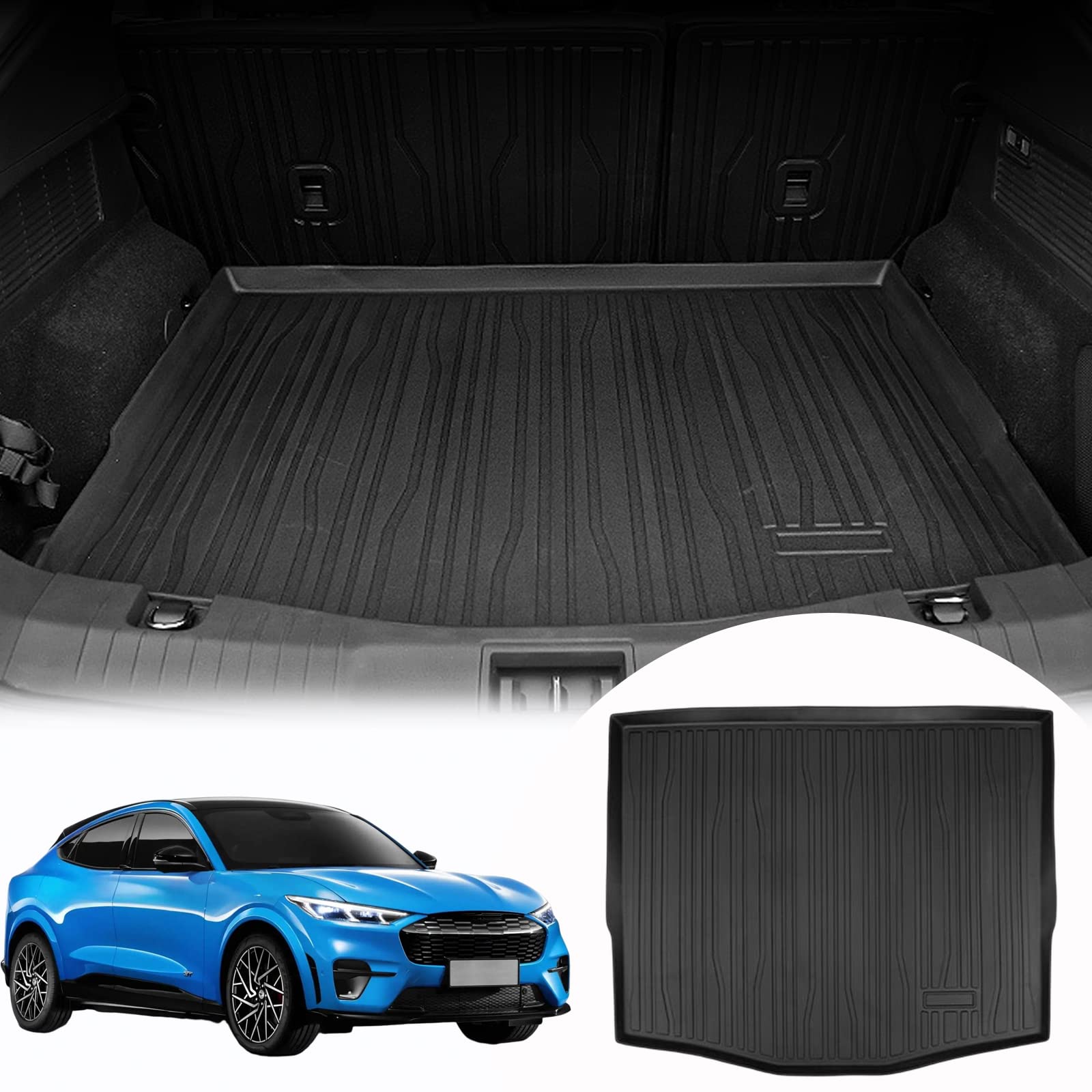 **Premium All-Weather Trunk Mat for Ford Mustang Mach-E (2021-2023) - Heavy Duty Cargo Liner, Pet-Friendly Rear Trunk Protector - Perfect for Road Trips, Groceries & Pet Transport**