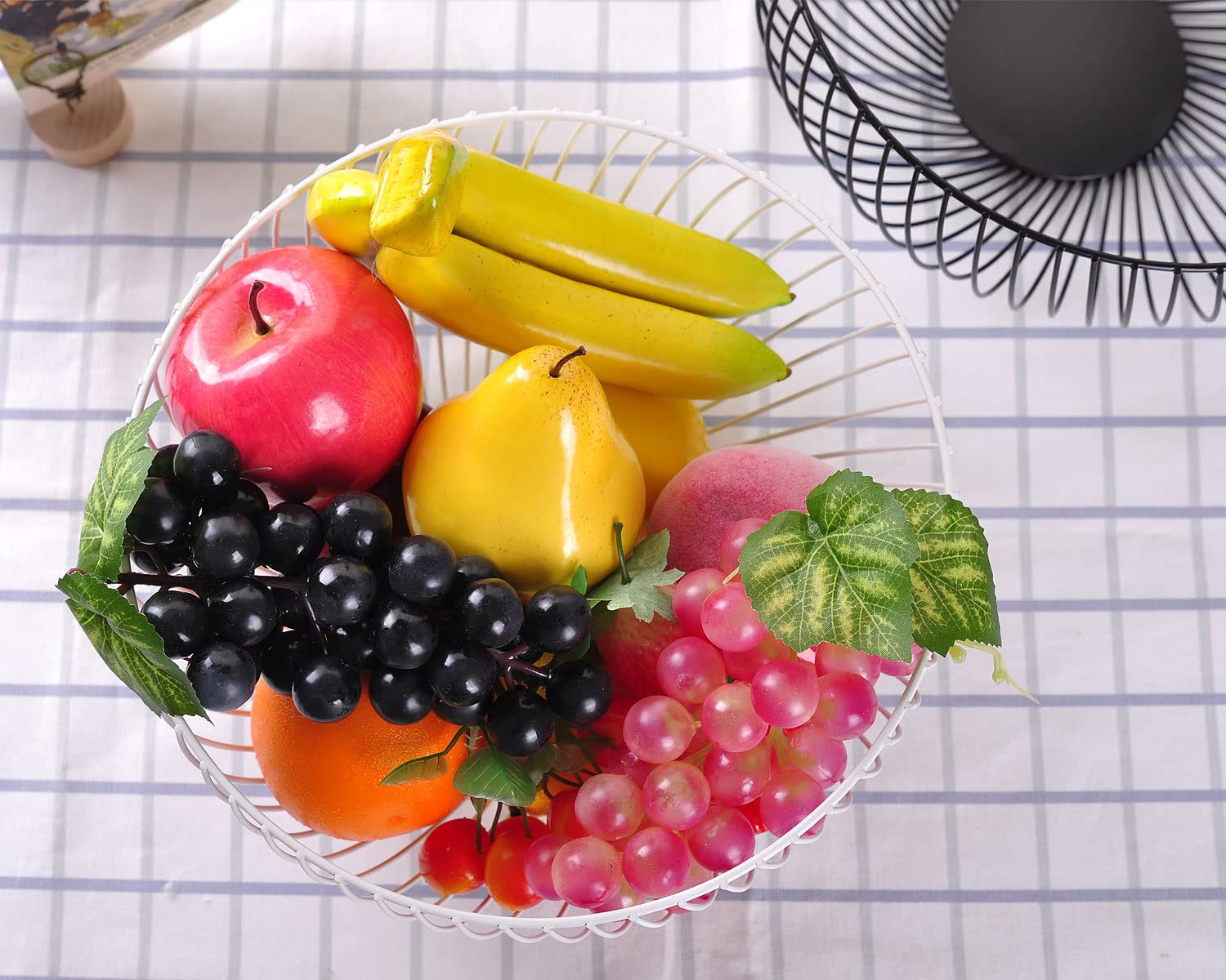Stainless Steel Fruit Basket - Round White Metal Fruit Bowl for Kitchen Counter, Dining Table & Pantry Organization - Perfect for Displaying Apples, Bananas & Fresh Produce