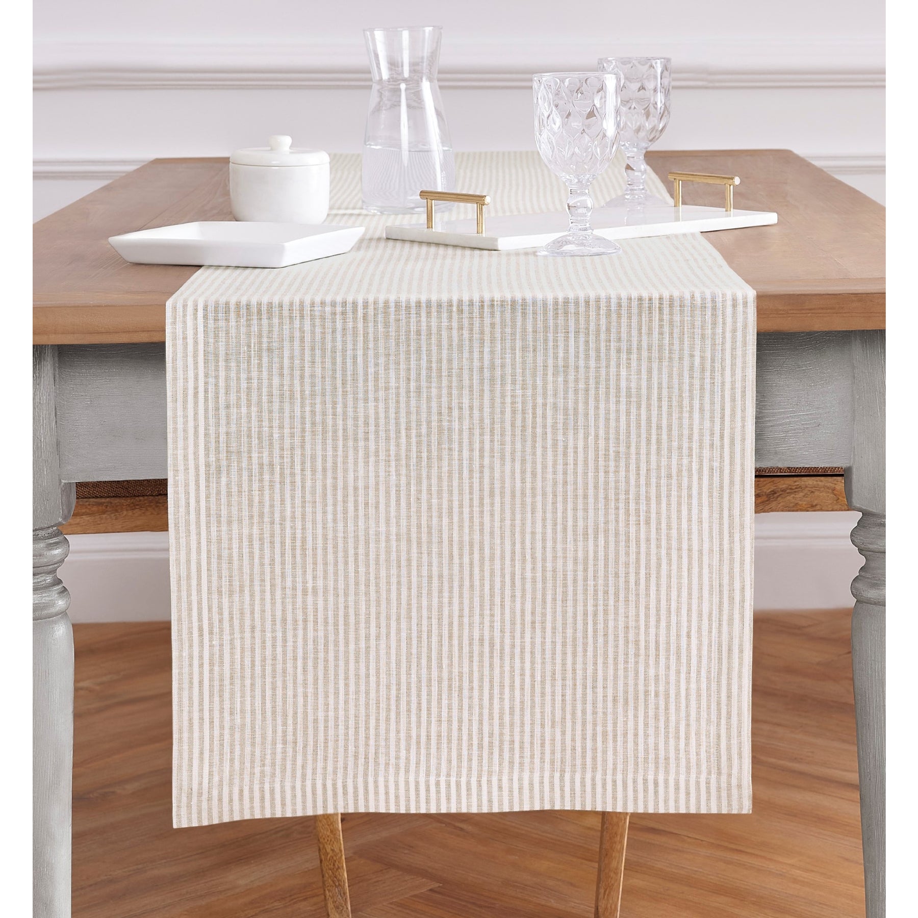 Elegant Narrow Stripe Table Runner - 16 Inch & 18 Inch Wide Options for Dining Table Decor, Wedding Centerpiece, and Holiday Table Setting