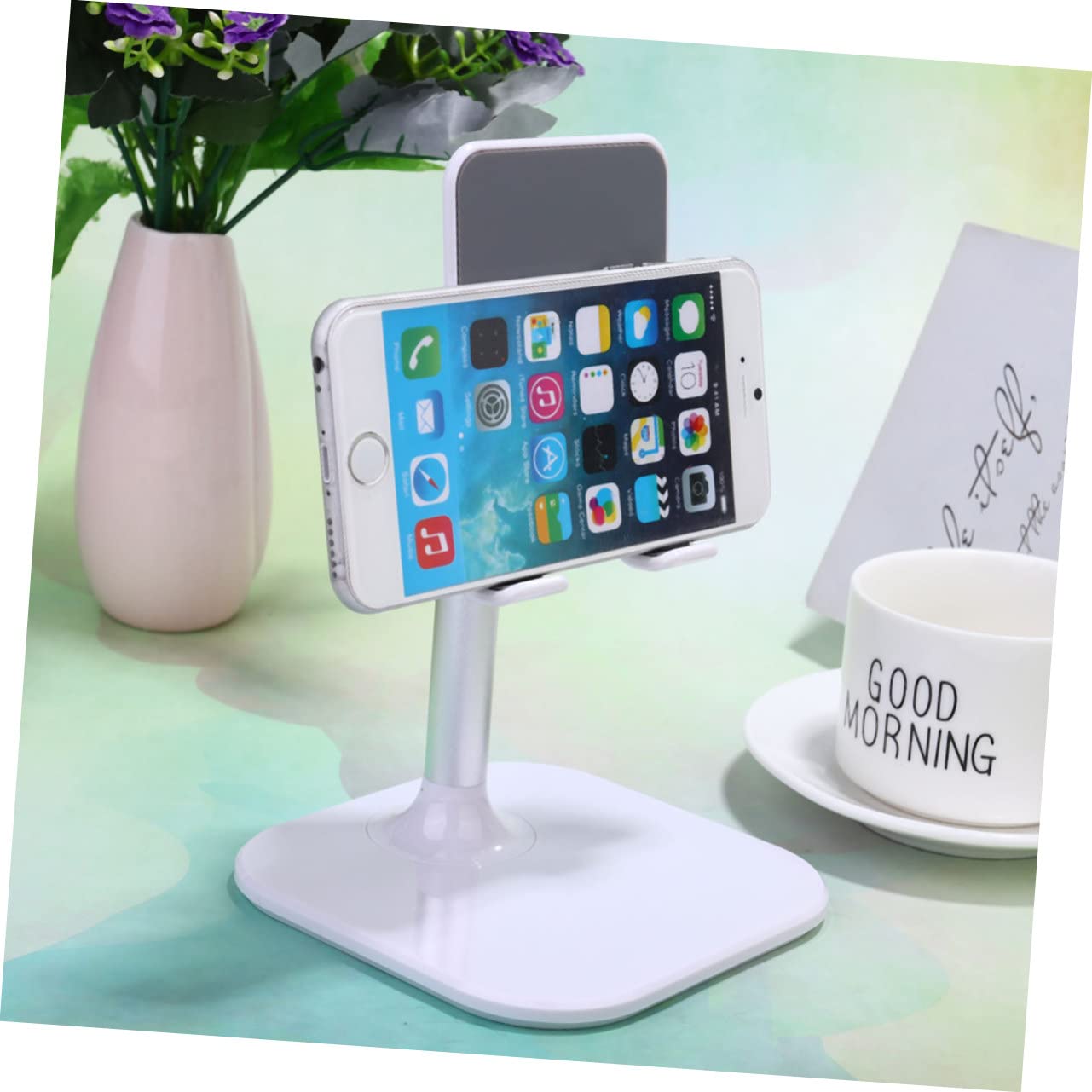 Universal Adjustable Phone and Tablet Stand Holder - 2 Pack, White - Perfect for Desk, Bed, Kitchen, and Office Use with Smartphones & Tablets