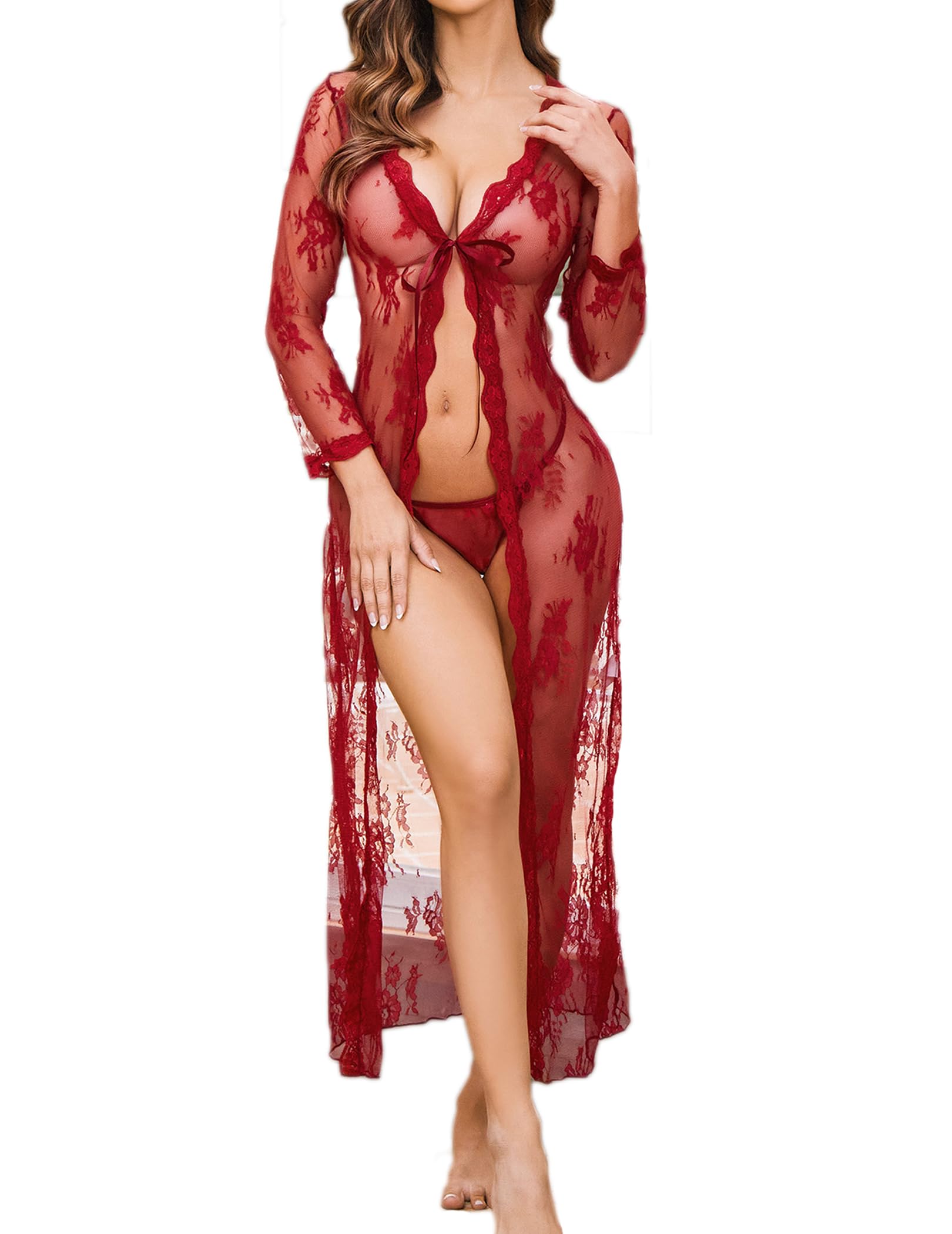 **Avidlove Sexy Lace Robe for Women - Sheer Bridal Lingerie Babydoll Nightgown, Wedding Night Gown - Perfect for Honeymoon, Anniversary & Romantic Occasions**