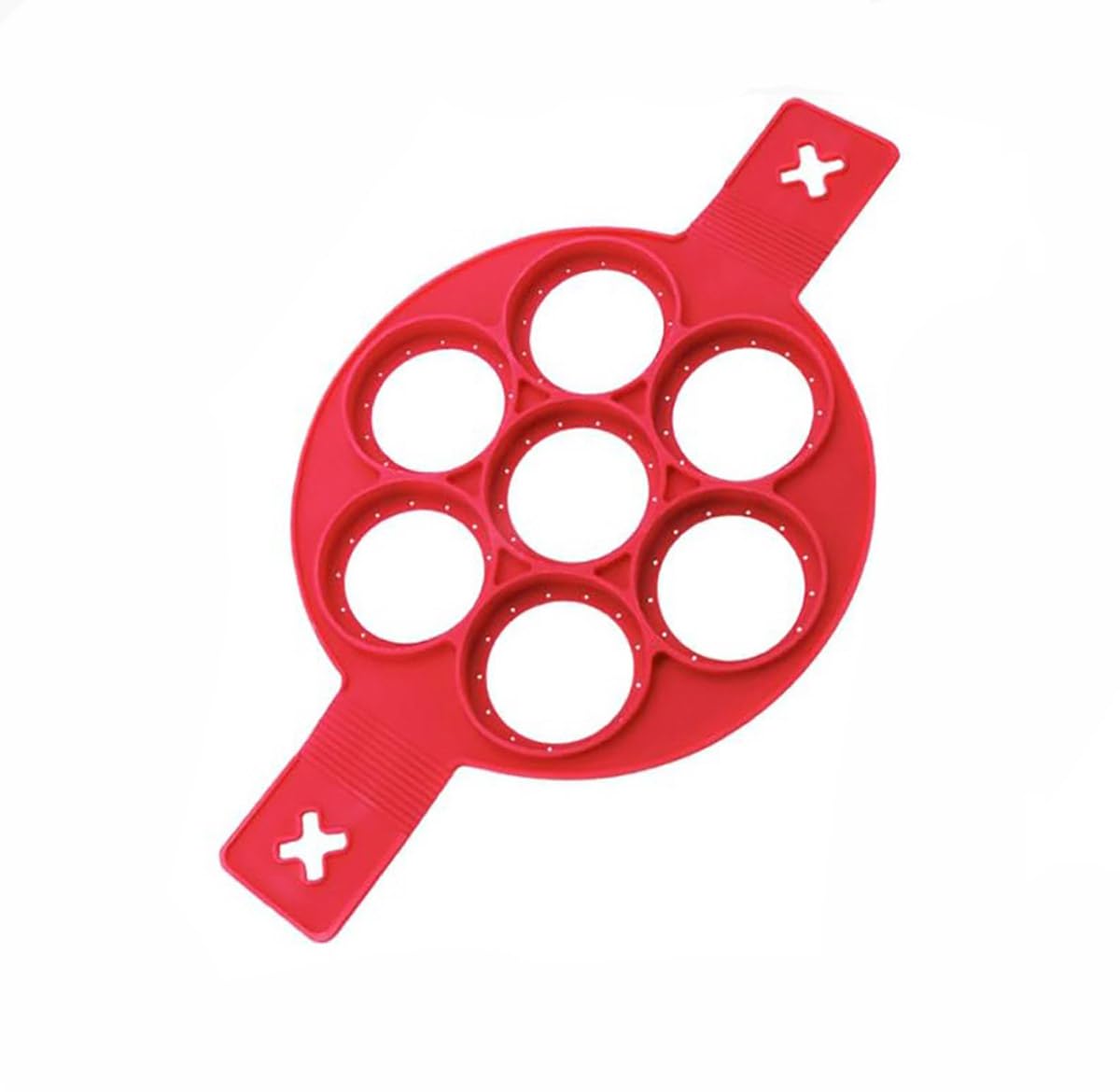 Flip N Cook Silicone Pancake Mold - Non-Stick Round Pancake Maker for Perfect Fluffy Pancakes - Easy to Use & Clean - Ideal for Breakfast, Brunch & Kids Cooking (Red)