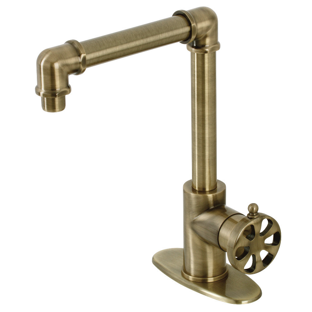Belknap Single Handle 1 Hole Deck Mount Bathroom Faucet with Push Pop Up Drain - Chrome Finish Modern Waterfall Spout for Vanity Sink - Perfect for Small Bathrooms and Powder Rooms
