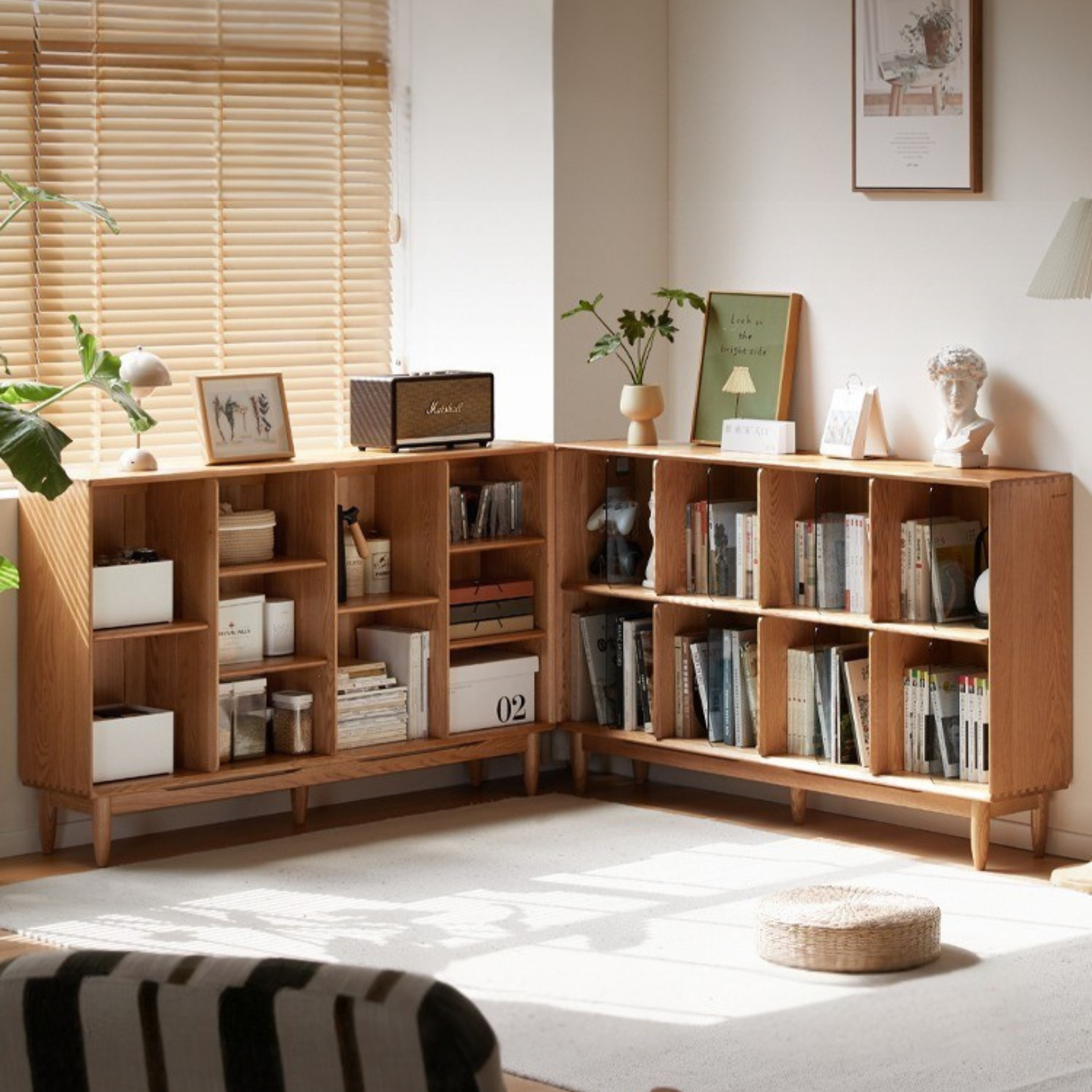 Oak Solid Wood Integrated Display Bookcase - Elegant Bookshelf for Home & Office Storage | Perfect for Living Room, Study, and Library Organization