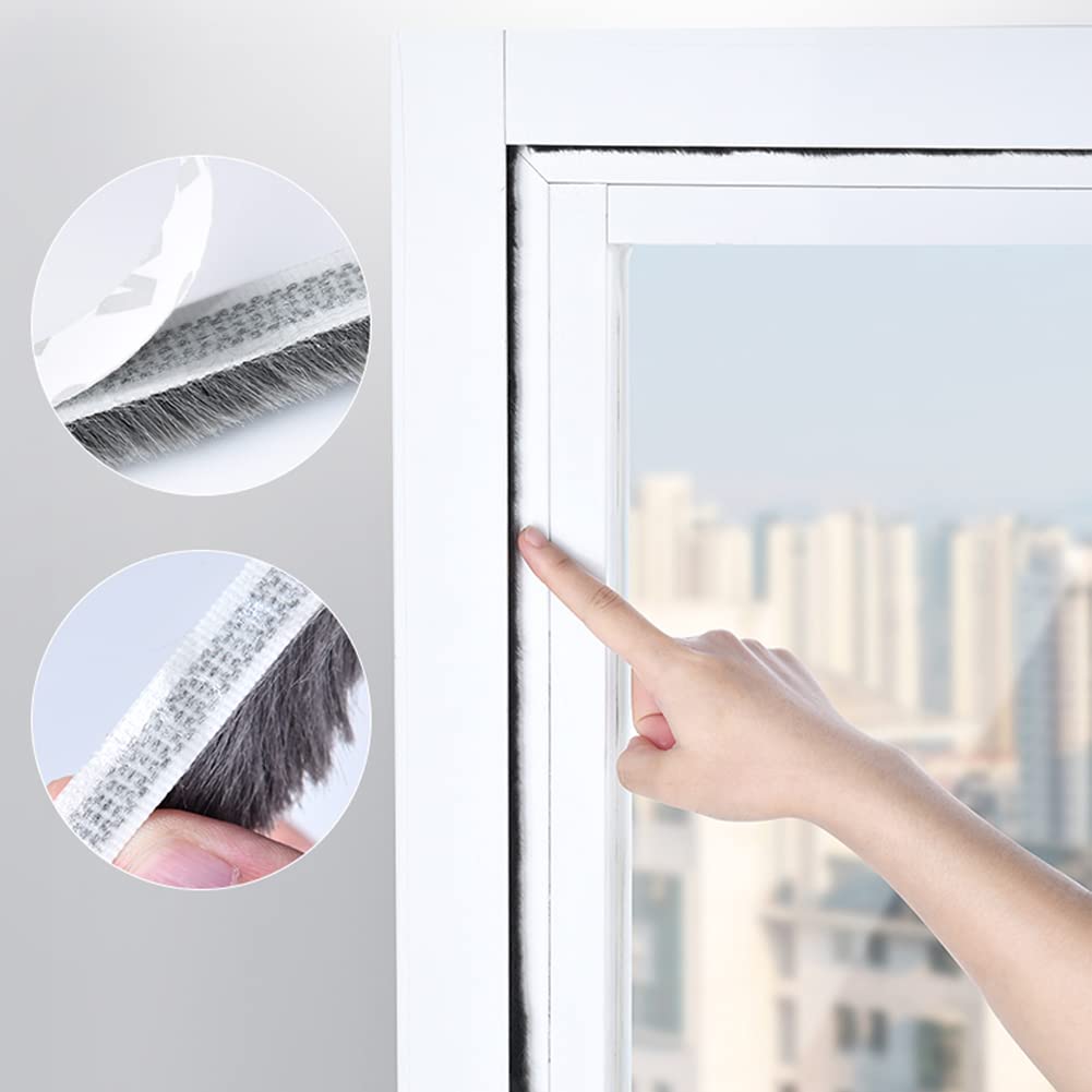 BowieMall® 10M Self-Adhesive Weather Stripping Seal - Dustproof, Soundproof & Windproof Brush Strip for Windows & Doors | Perfect for Window Frames, Sills & Bottom Gaps to Block Drafts, Noise & Dust
