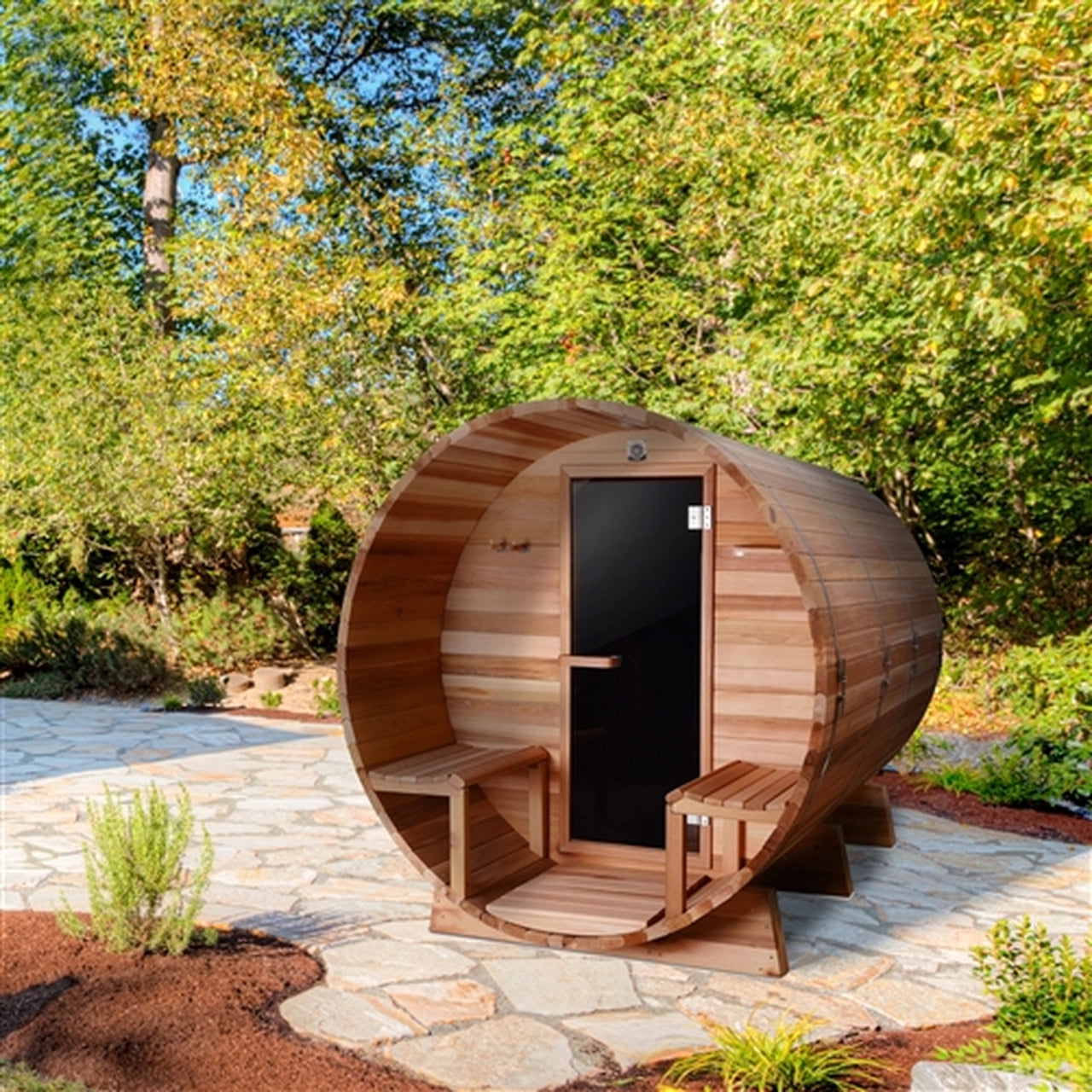 Premium Western Red Cedar Wet & Dry Barrel Sauna for Indoor or Outdoor Use - 9 kW ETL Certified Heater - Fits 8 People - Perfect for Home Spa, Backyard Relaxation & Wellness Retreats