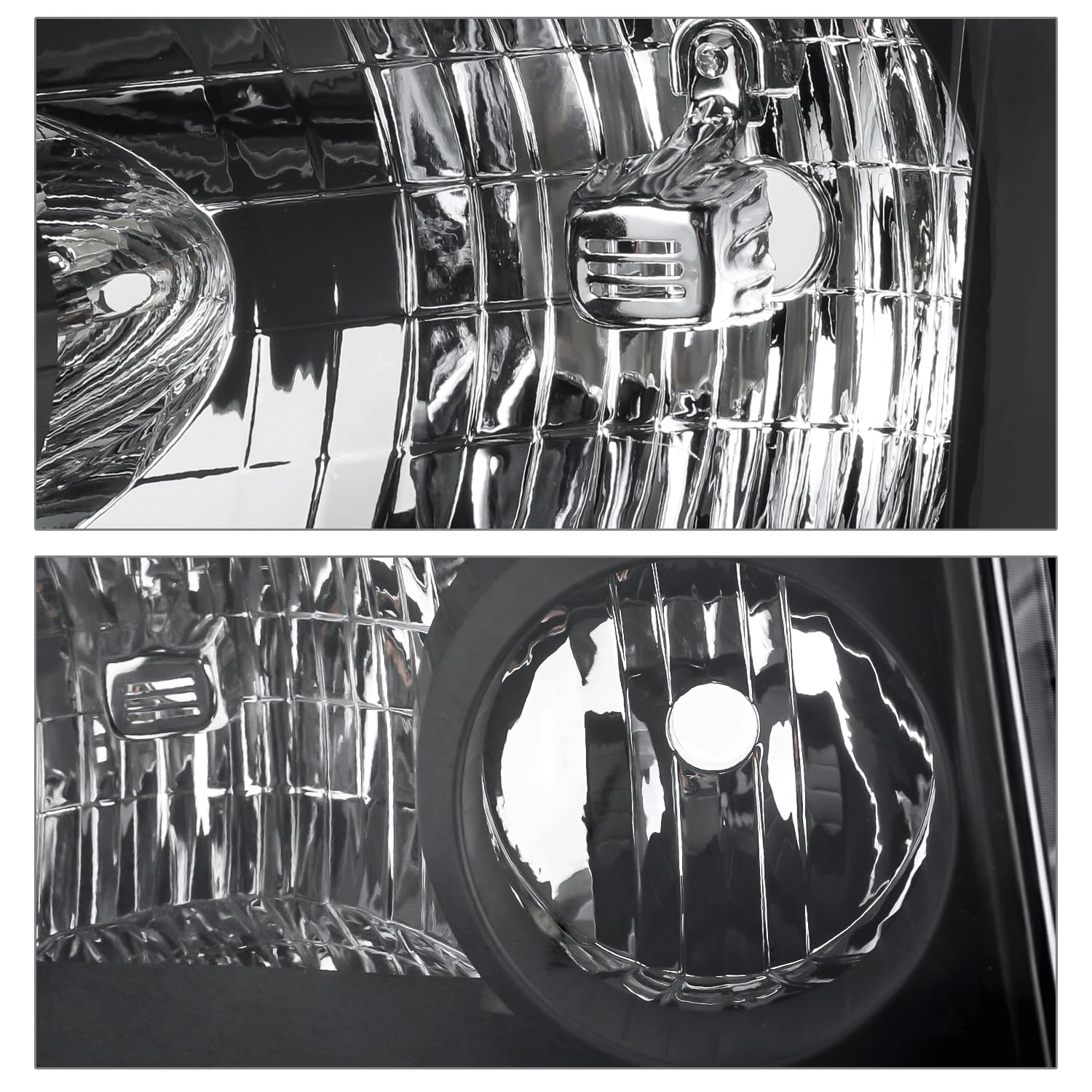 M-AUTO Black Housing Clear Side Headlight Assembly Set - Compatible with 2004-2015 Nissan Titan & 2004-2007 Armada - Driver & Passenger Side Replacement - OE Style Headlamps for Night Driving and Off-Road Use