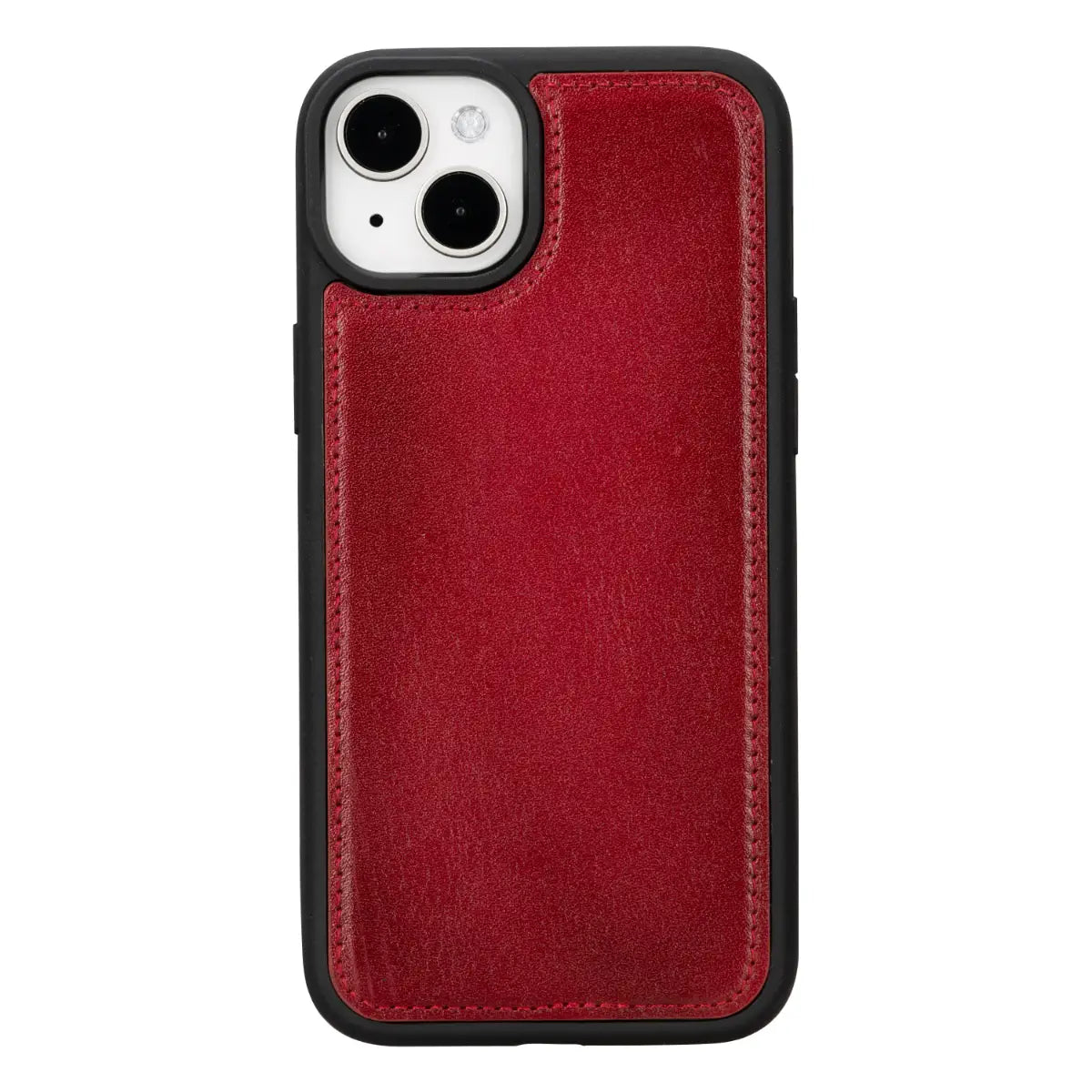 Premium Burnished Red Genuine Leather Wallet Case for iPhone 15 Plus - Slim Protective Cover with Card Slots | Perfect for Everyday Use, Travel & Business Meetings