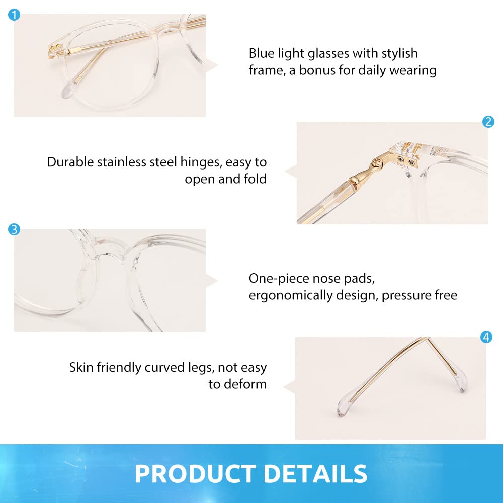 Firmoo Blue Light Blocking Glasses for Women & Men - Round Retro Computer Gaming Eyeglasses with Anti-Glare Protection | Perfect for Office Work, Online Classes & Screen Time Relief