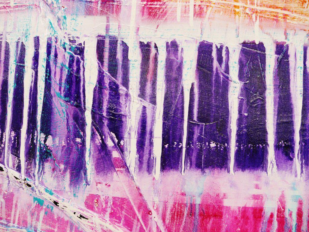 Grunge Monster 240cm x 100cm Pink Purple Blue Abstract Canvas Art - Large Modern Wall Painting for Living Room, Bedroom & Office Decor