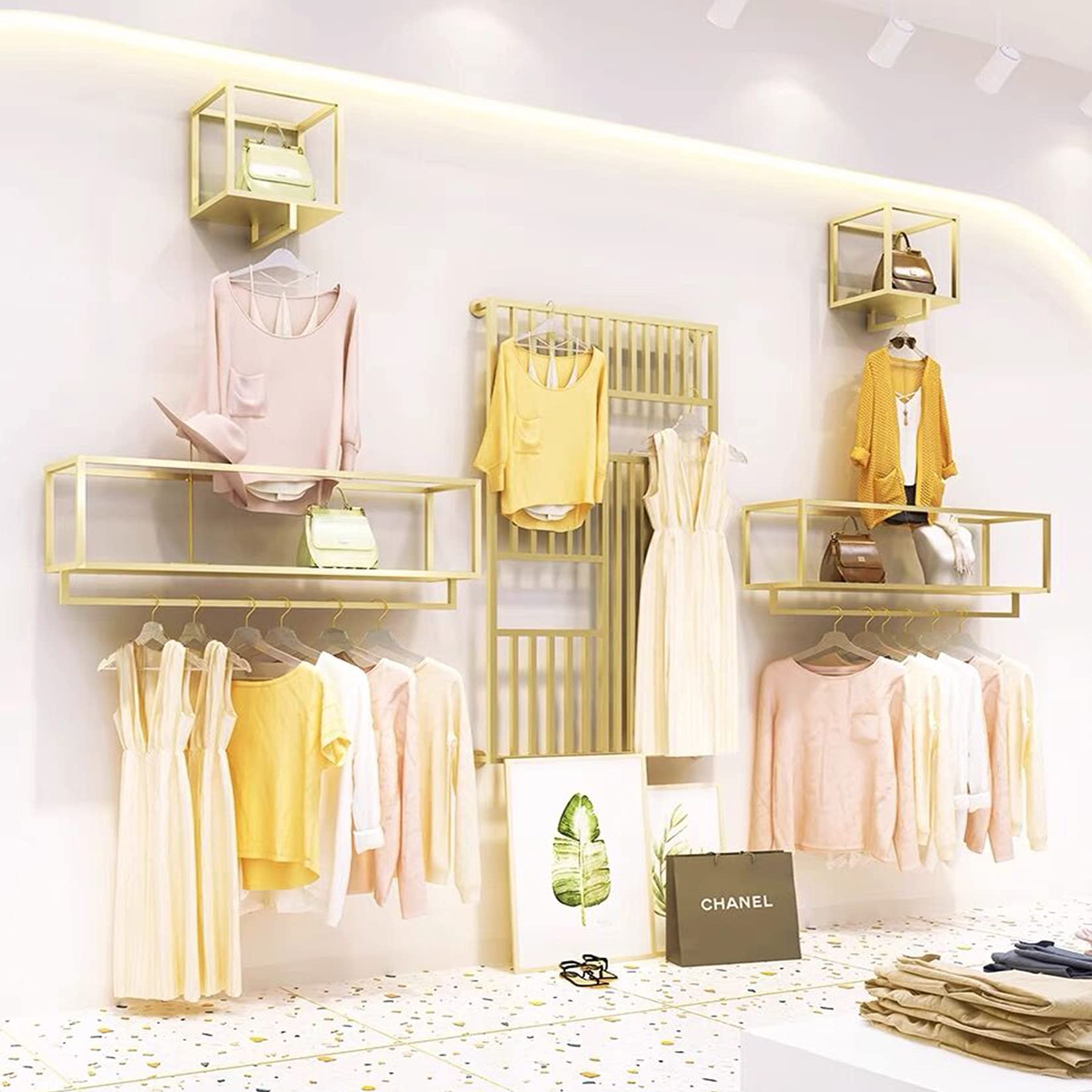 Gold Wall-Mounted Garment Rack - 39