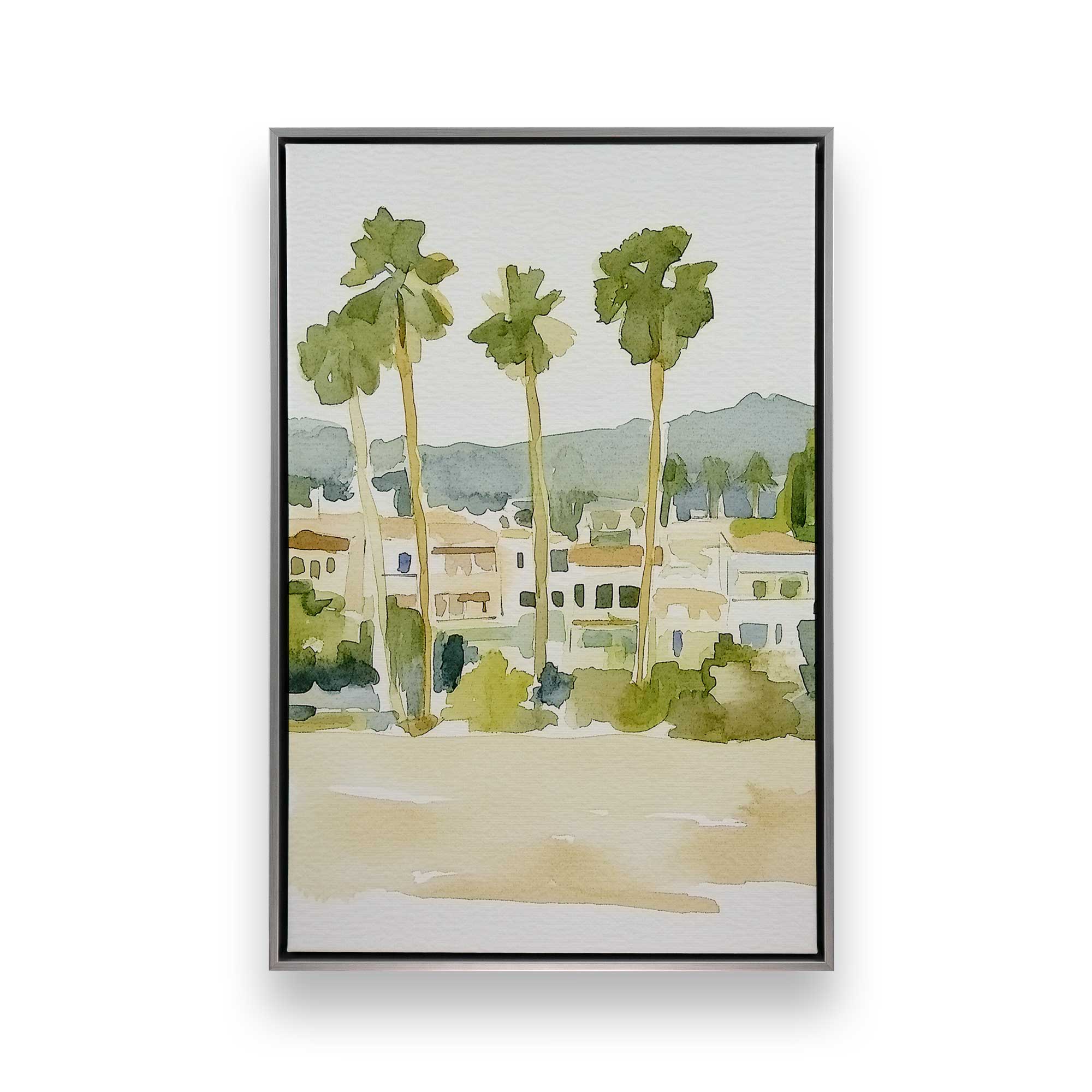 Desert Palms and Villas Canvas Wall Art Print - Tropical Landscape Painting for Living Room, Bedroom & Office Decor