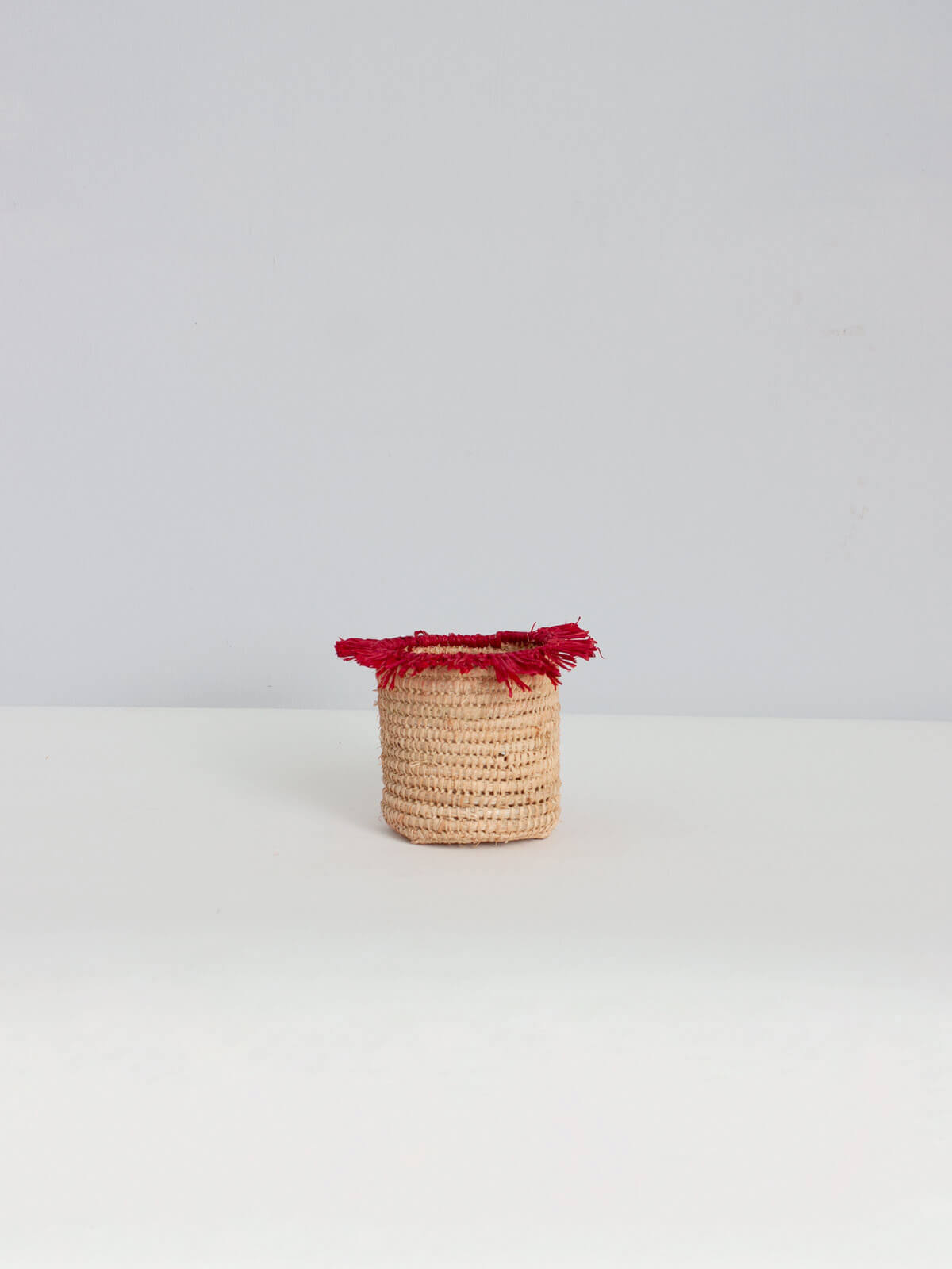 Handwoven Raffia Tassel Storage Baskets - Set of 3 Decorative Organizer Pots in Red | Perfect for Home Decor, Bathroom Organization & Gift Giving