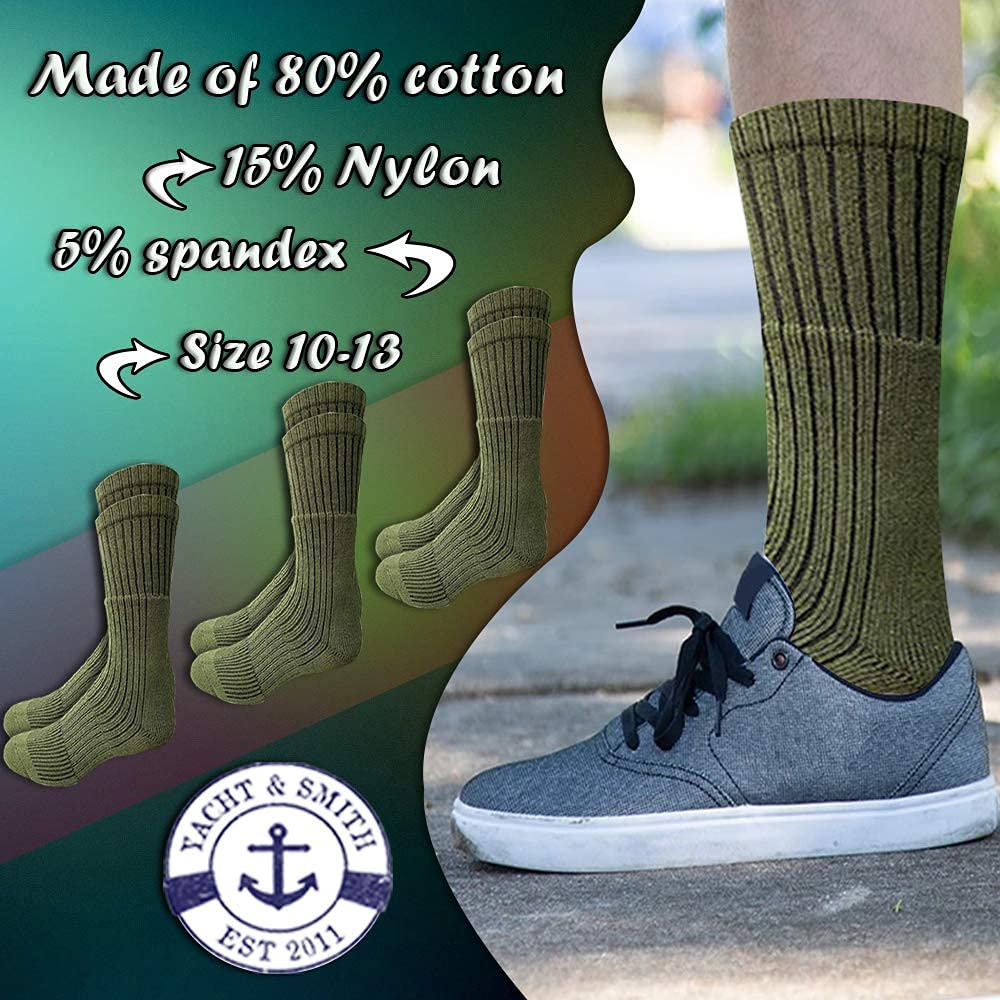 Yacht & Smith Men's Military Grade Army Socks - Comfortable & Durable Tactical Socks for Hiking, Work & Outdoor Activities (Size 10-13)