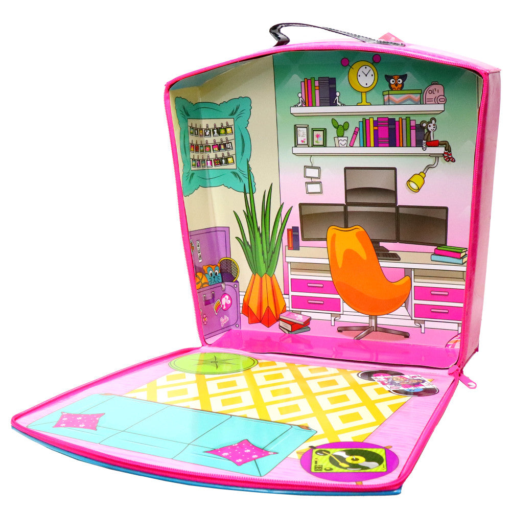 Barbie Store 'N Play Doll Storage Case with Zipper - Holds 8 Dolls | Perfect for Travel, Playdates & Toy Organization | Durable Doll Carrier for Kids & Collectors