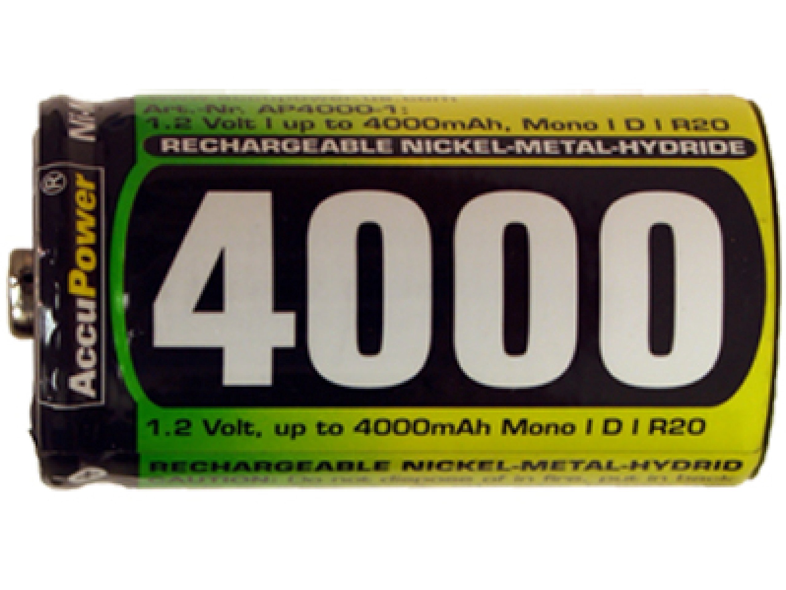 12-Pack D AccuPower NiMH Rechargeable Batteries - 4000mAh High Capacity, Long-Lasting Power for Flashlights, Toys, Cameras & Emergency Devices
