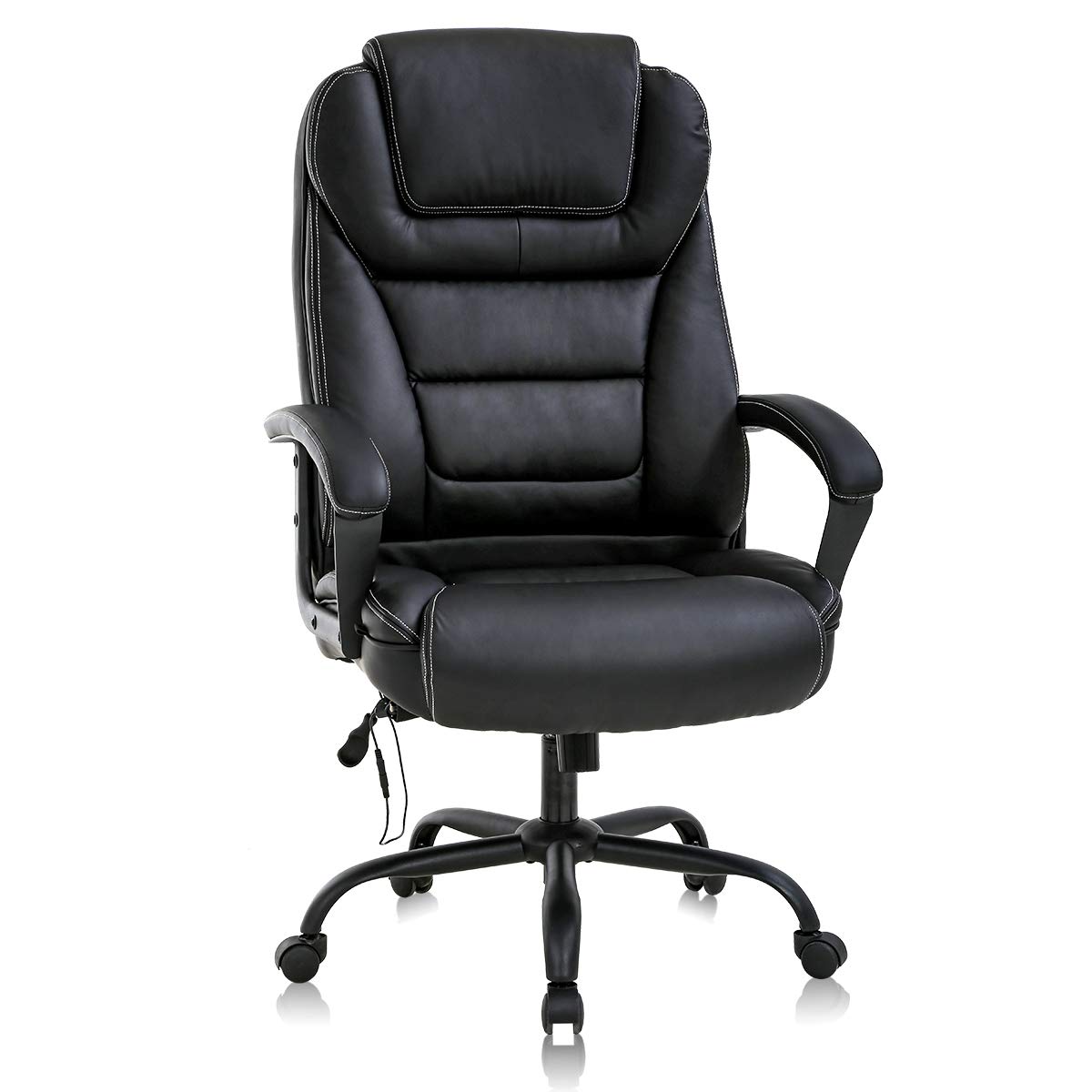 Big and Tall Office Chair - 500lbs Capacity Leather Executive Desk Chair with High Back, Lumbar Support & Wide Seat | Ergonomic Swivel Rolling Task Chair for Home Office | Perfect for Heavy Users & Long Work Sessions (Black)