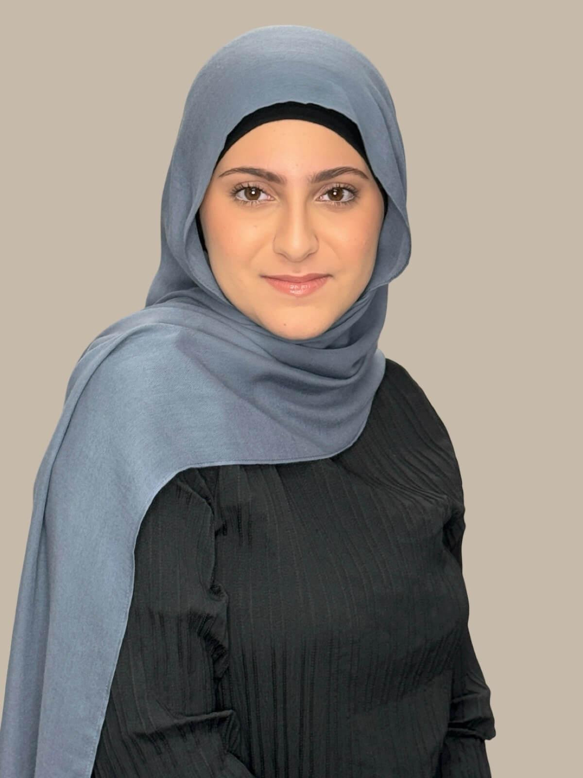 Stylish Cotton Modal Hijab Scarf - Soft & Breathable Dusty Denim for Women - Perfect for Daily Wear, Work & Prayer