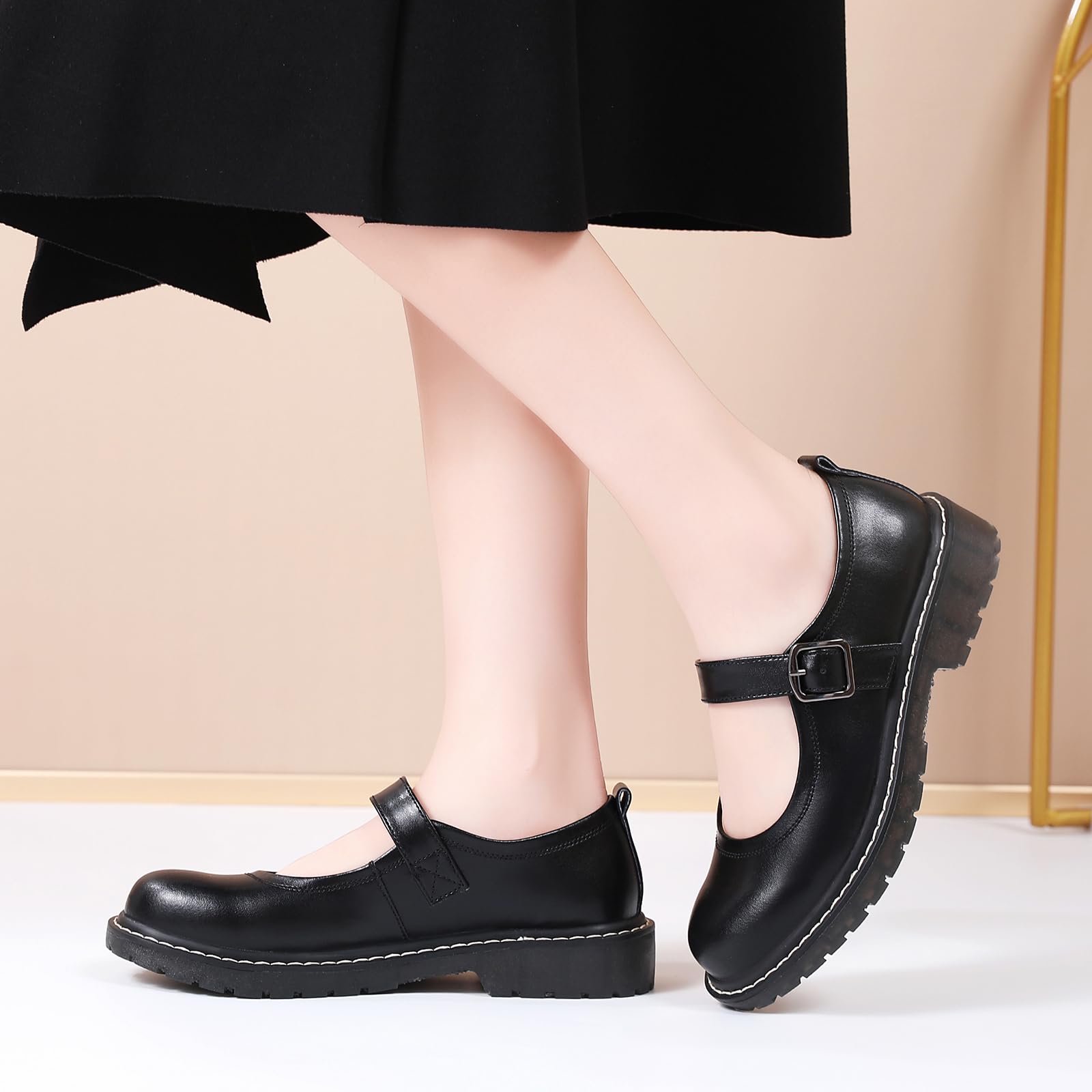 **Women's Mary Jane Shoes - Comfortable Flats with Round Toe & Non-Slip Sole | Oxford Style Casual & Dress Shoes for School, Work & Everyday Wear**
