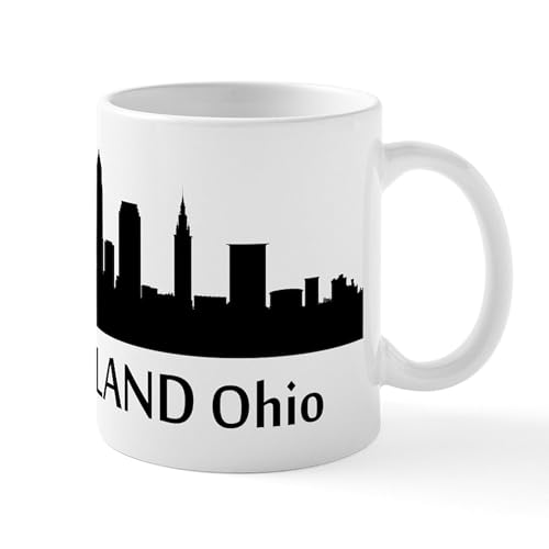 White - Cleveland Cityscape Skyline Mugs
