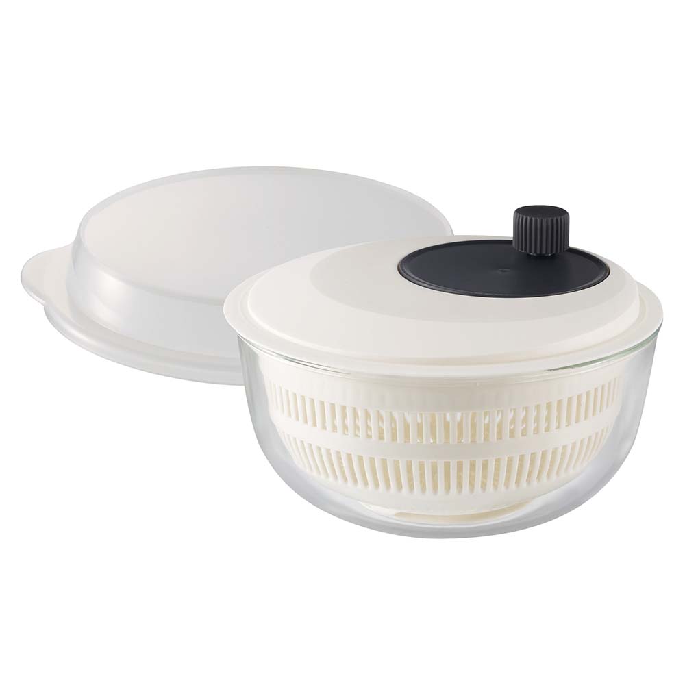 Iwaki Heat Resistant Glass Salad Bowl with Spinner - Perfect for Fresh Salads, Meal Prep & Healthy Eating