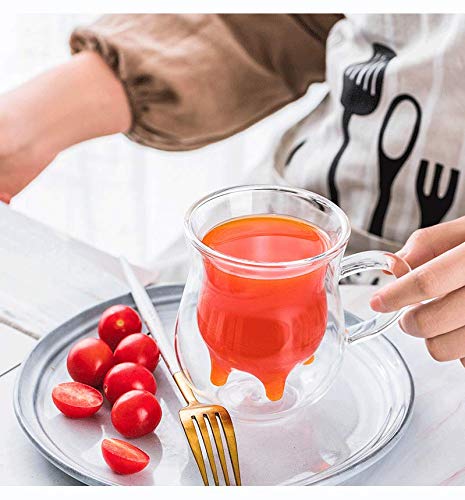 Double Wall Insulated Glass Mug - 230ML/7.7oz Cute Calf Design Coffee Cup for Hot & Cold Drinks, Perfect for Coffee, Tea, Milk and Creamer Pitcher - Ideal for Home, Office and Gifts