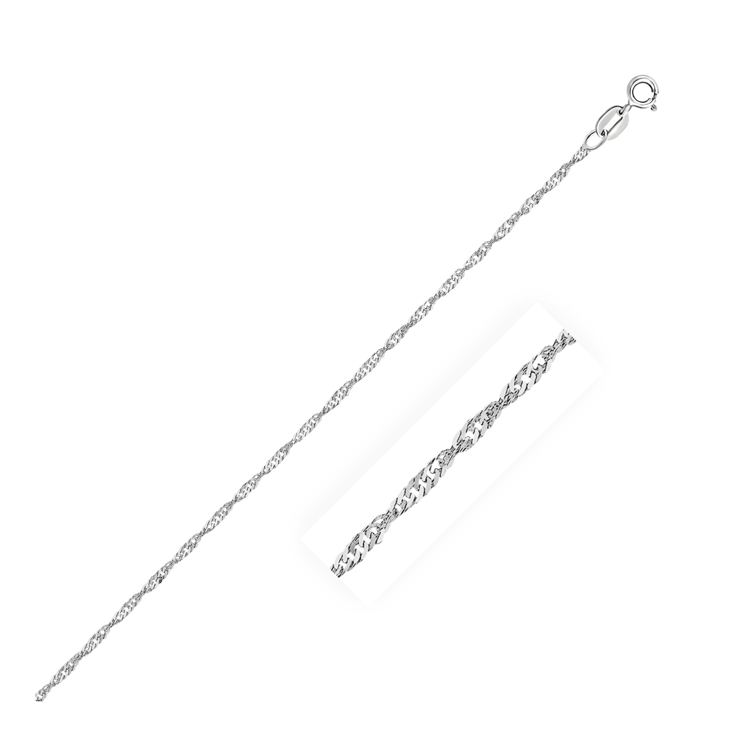 14K White Gold Singapore Chain Necklace 1.5mm Dainty Jewelry for Women - Elegant Layering Piece for Everyday Wear & Special Occasions