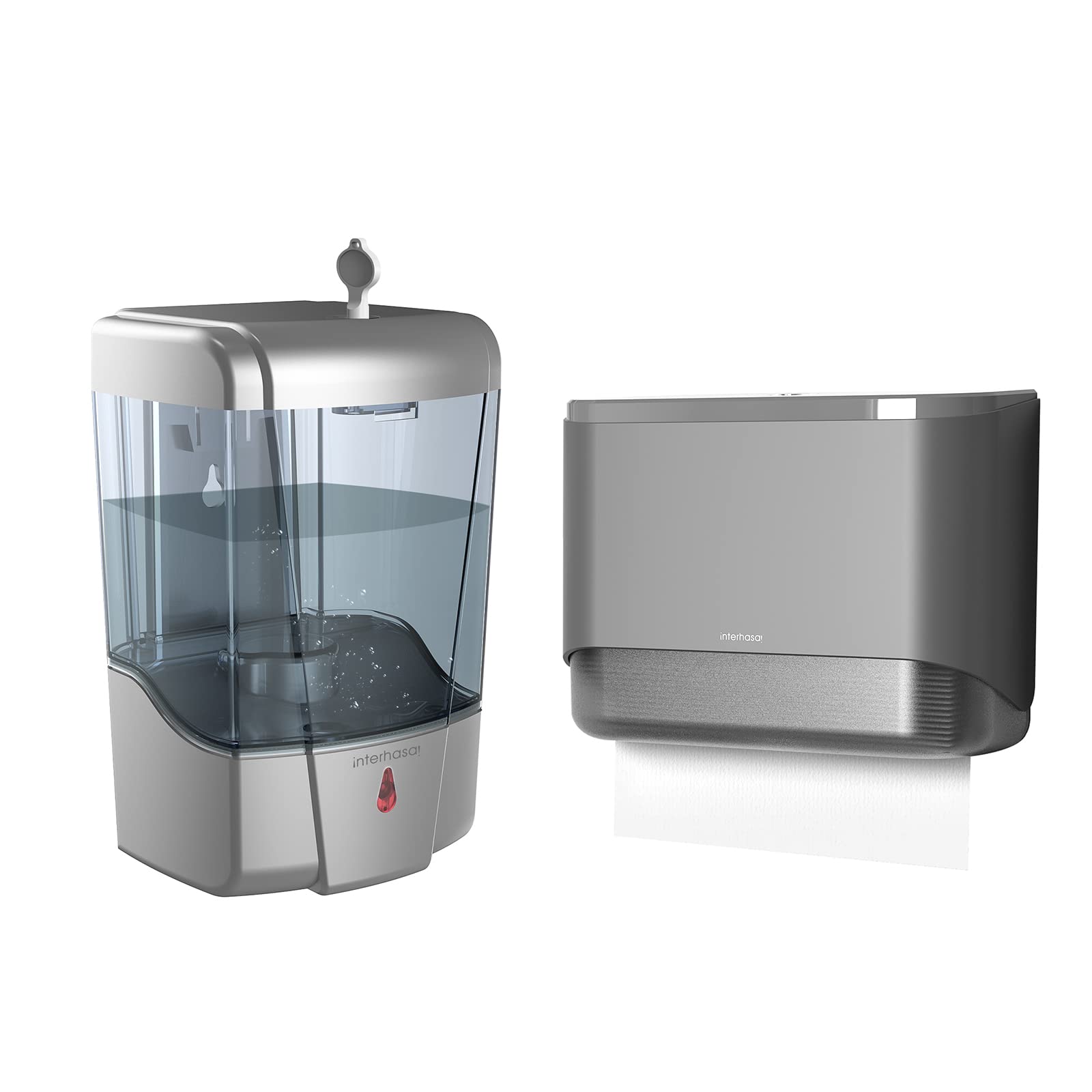 Automatic Soap Dispenser Wall Mount | Commercial Paper Towel Holder for Multifold/Trifold/C-Fold Towels | Stainless Steel Bathroom & Kitchen Dispenser (Silver IT6012) | Ideal for Restaurants, Offices, and Healthcare Facilities