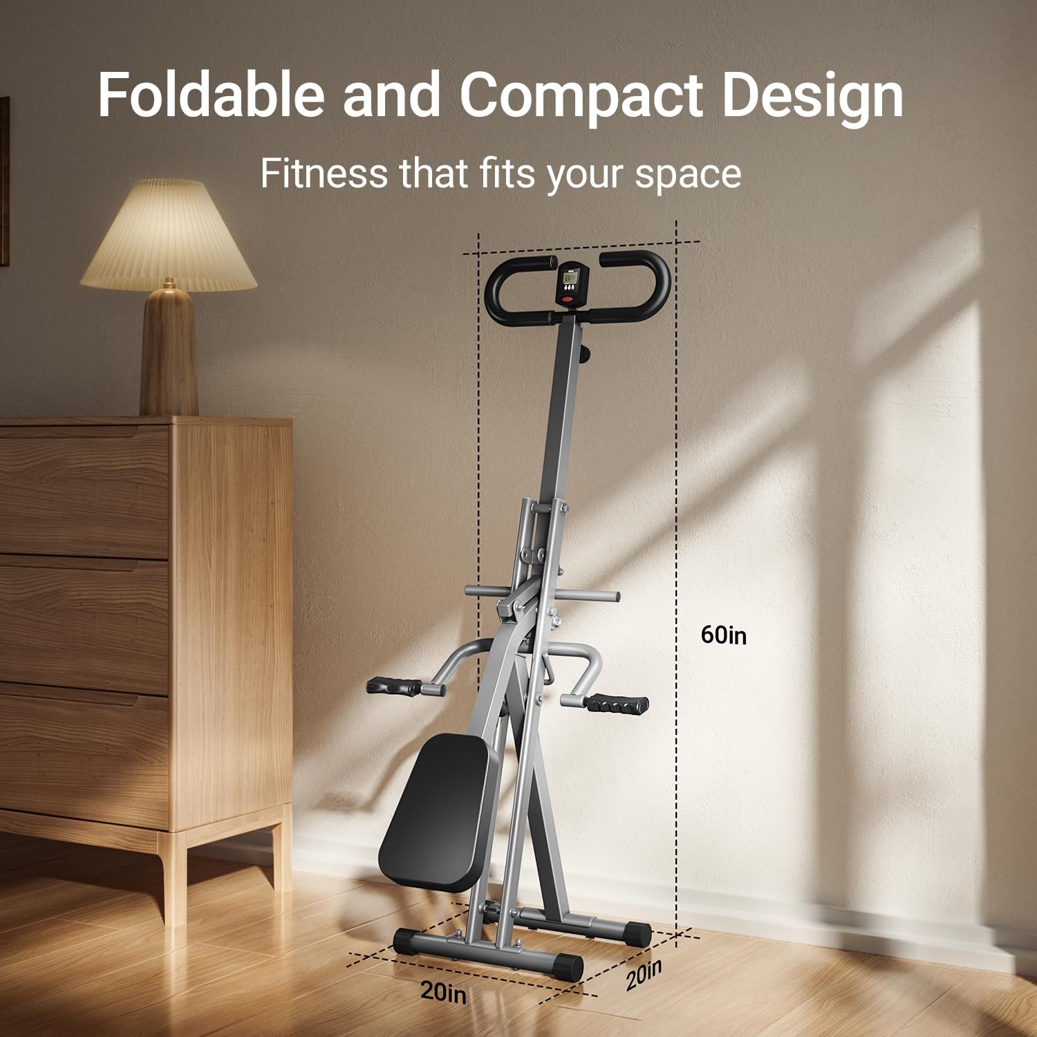 UMAY Foldable Squat Machine for Home Gym - 3 High-Strength Resistance Bands for Full Body Workout | Perfect for Squats, Rowing & Strength Training Exercises in Small Spaces