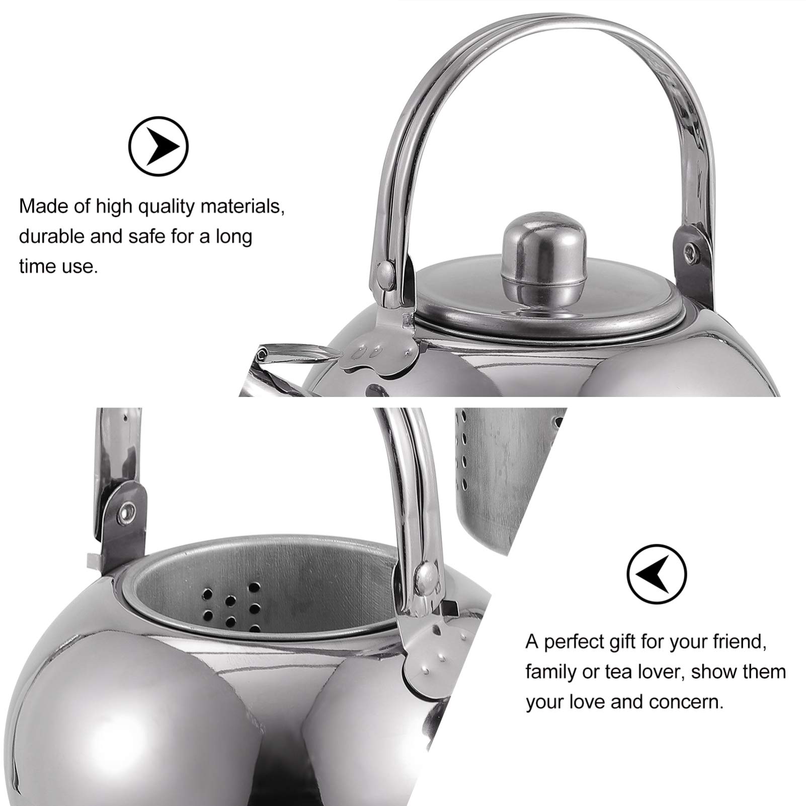DOITOOL Stainless Steel Whistling Tea Kettle with Mesh Filter - 1.5L Stovetop Teapot for Boiling Water, Silver - Perfect for Home, Office & Camping Use