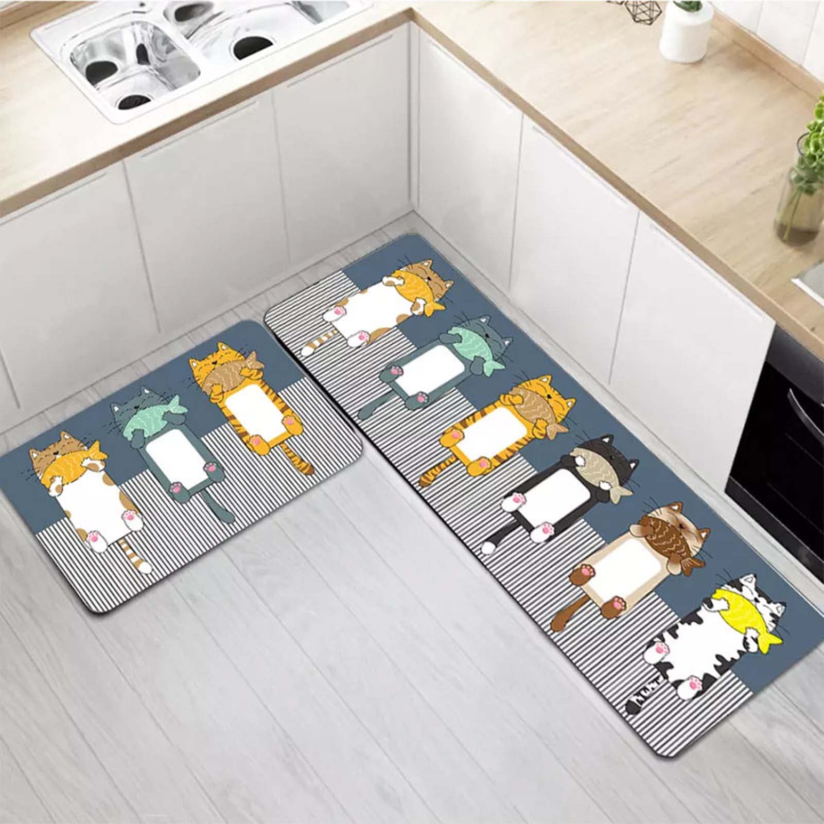 WDAWD Anti-Fatigue Kitchen Mat Set of 2 - Cushioned, Waterproof & Non-Slip Floor Mats for Standing Comfort - Soft Kitchen Runner Rugs for Sink, Cooking & Dishwashing Areas