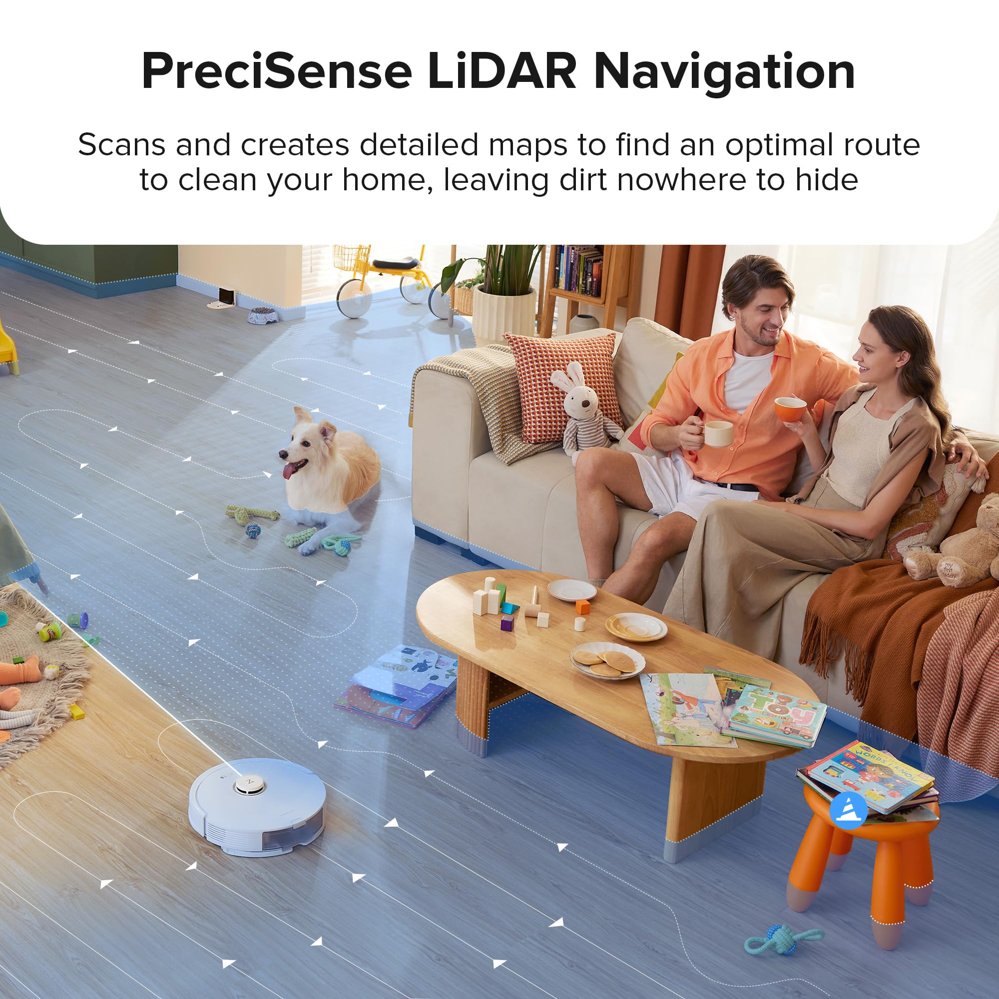 Roborock Q8 Max Robot Vacuum and Mop Cleaner with DuoRoller Brush - 5500Pa Strong Suction, LiDAR Navigation & Obstacle Avoidance - Multi-Level Mapping for Pet Hair - Ideal for Hardwood Floors, Carpets & Pet Owners