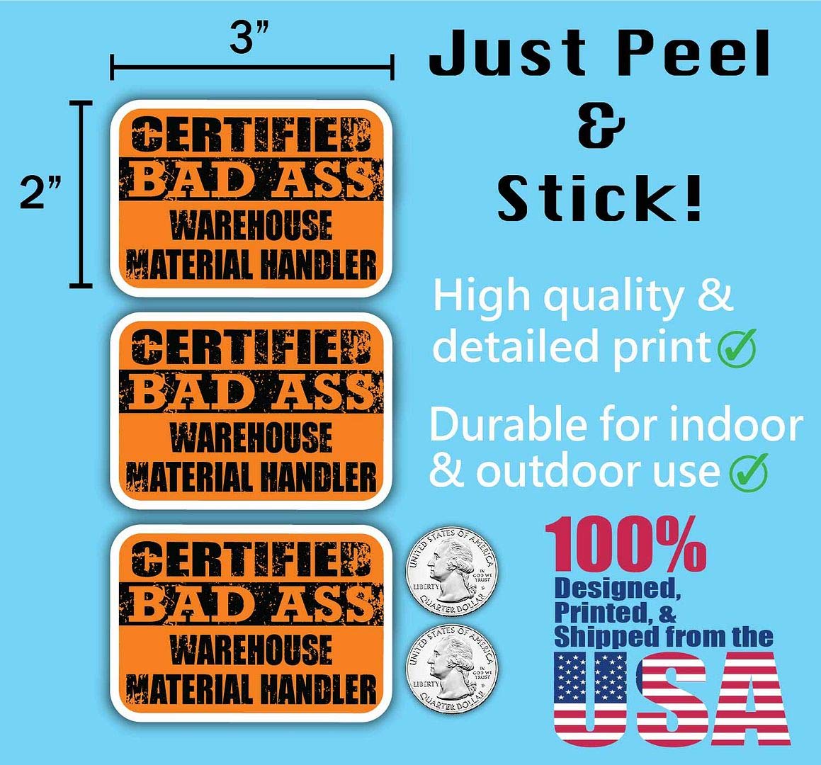 Certified Warehouse Material Handler Stickers - 3M Vinyl Decal for Laptops, Cars & Hard Hats | Funny Job Gift