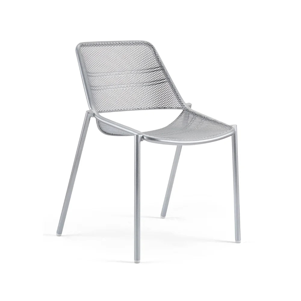 Como Steel Outdoor Armless Stackable Dining Chairs - Set of 4 | Patio, Garden, Poolside & Restaurant Seating | Weather-Resistant Metal Dining Chairs for Outdoor Use