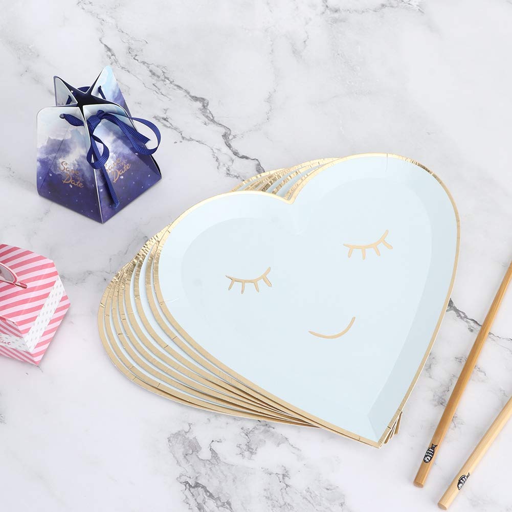 Heart-Shaped Dessert Paper Plates - 8-Piece Set for Cake, Birthday, Party & Baby Shower | Elegant Disposable Tableware for Events & Celebrations
