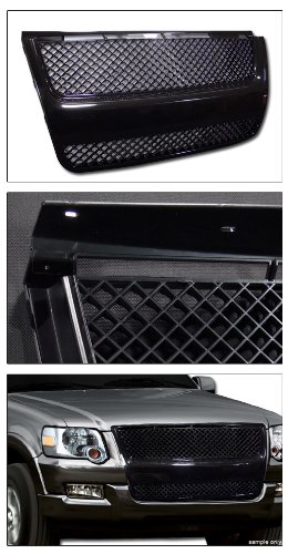 2007-2010 Ford Explorer Sport Trac Black ABS Mesh Front Bumper Grille Cover - Durable Replacement Hood Guard for Off-Road & Street Style Upgrade