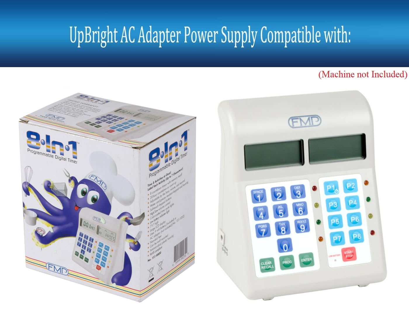 UpBright 9V AC/DC Power Adapter Replacement for Franklin Machine Products FMP 151-8800 151-7500 151-1052 Digital Kitchen Timers & D900-1052 FST-151-1052 4/8 Function Timer - Perfect for Home Baking, Cooking, and Commercial Kitchen Use