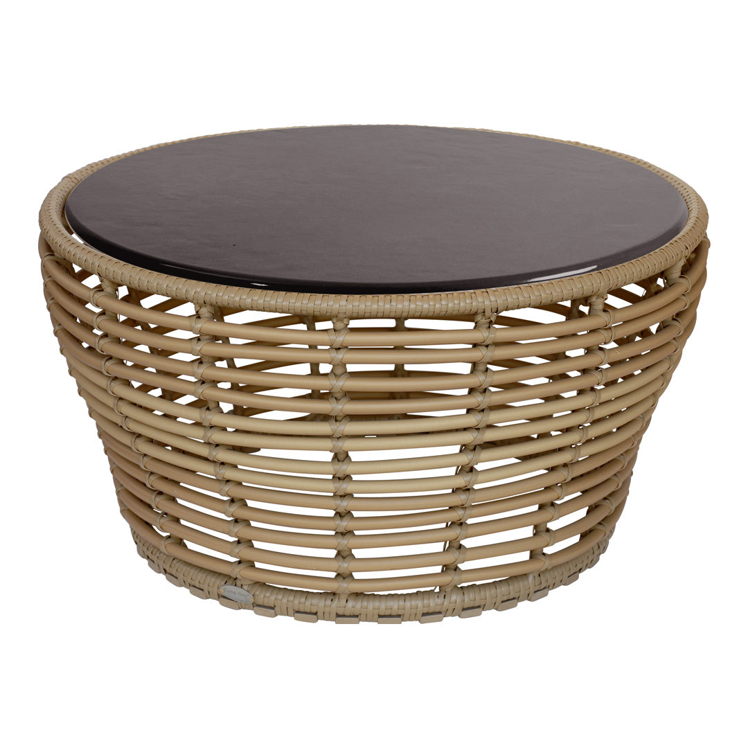Outdoor Wicker Coffee Table - Medium Size Rattan Patio Furniture for Garden, Porch, and Poolside Relaxation