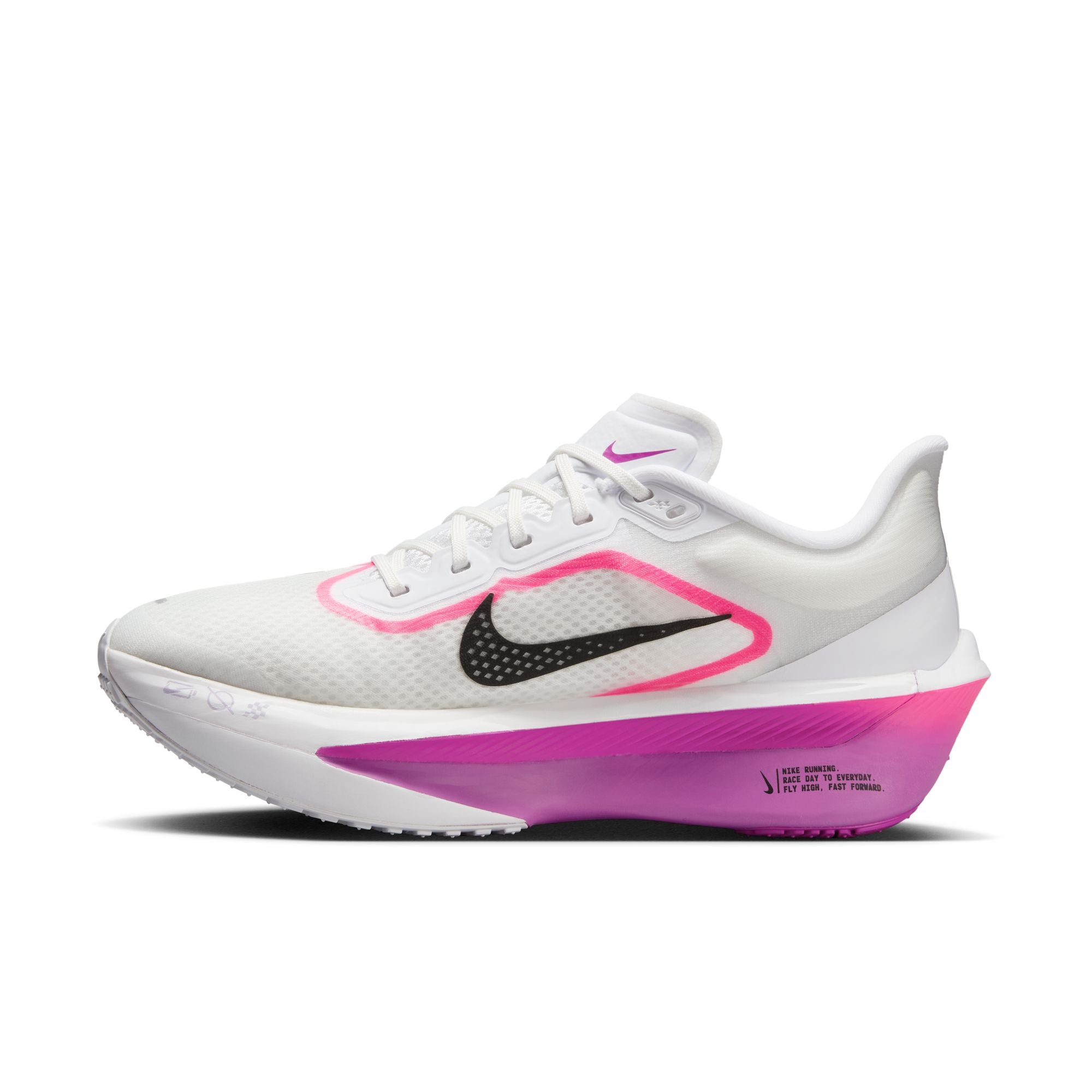 Nike Zoom Fly 6 Women's Running Shoes - White/Black/Vivid Grape (B Width) | Lightweight Cushioned Road Racing Sneakers for Marathon Training & Daily Jogging